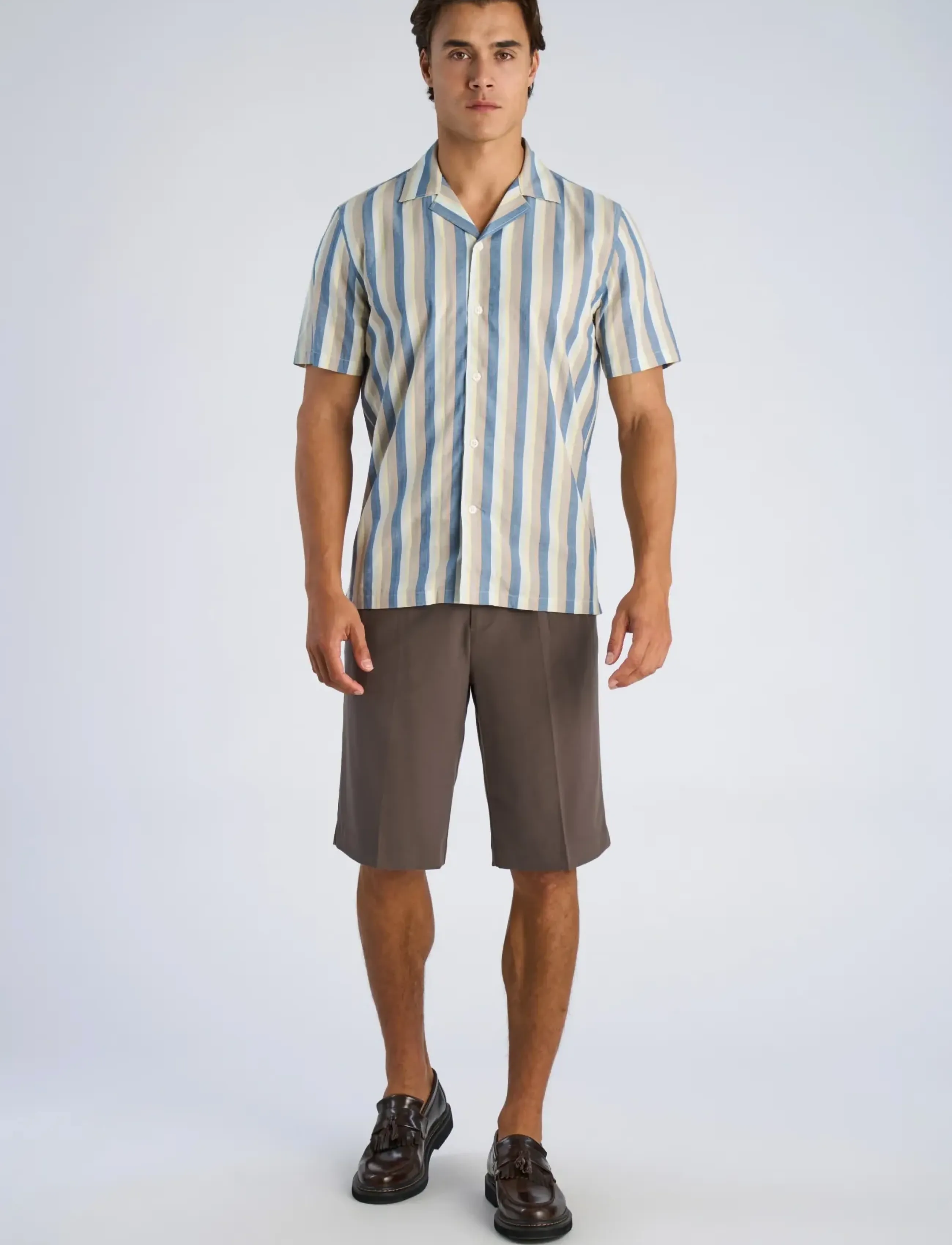 Lindbergh Multi striped shirt S/S - Casual skjorter - DUSTY BLUE / blue