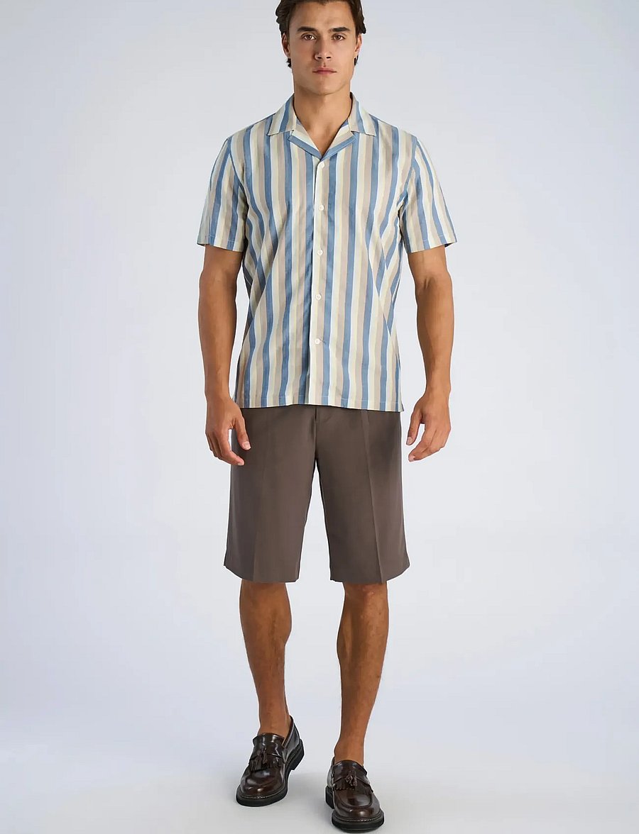 Lindbergh - Multi striped shirt S/S - stribede skjorter - dusty blue - 0