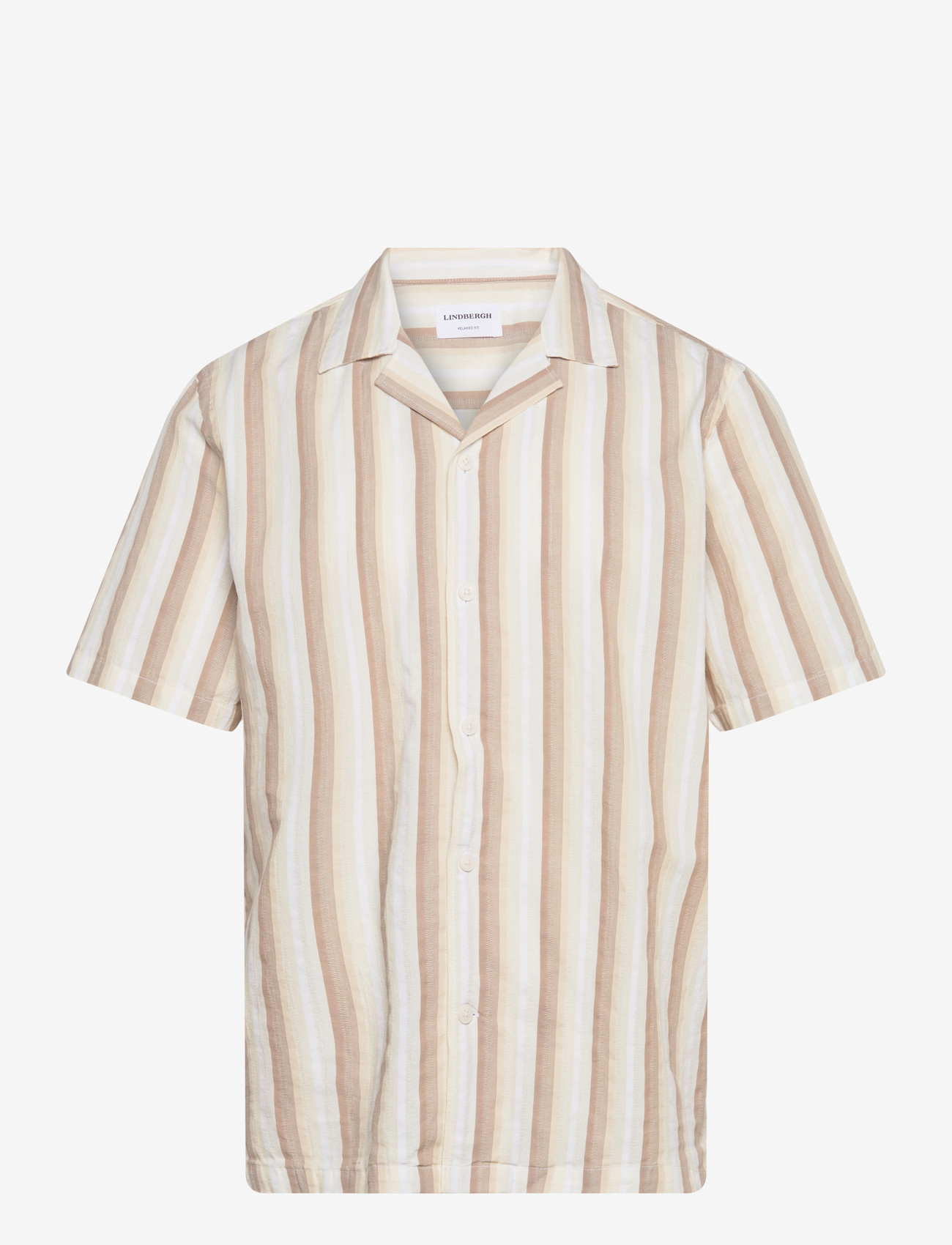 Lindbergh - Multi striped shirt S/S - striped shirts - lt stone - 1