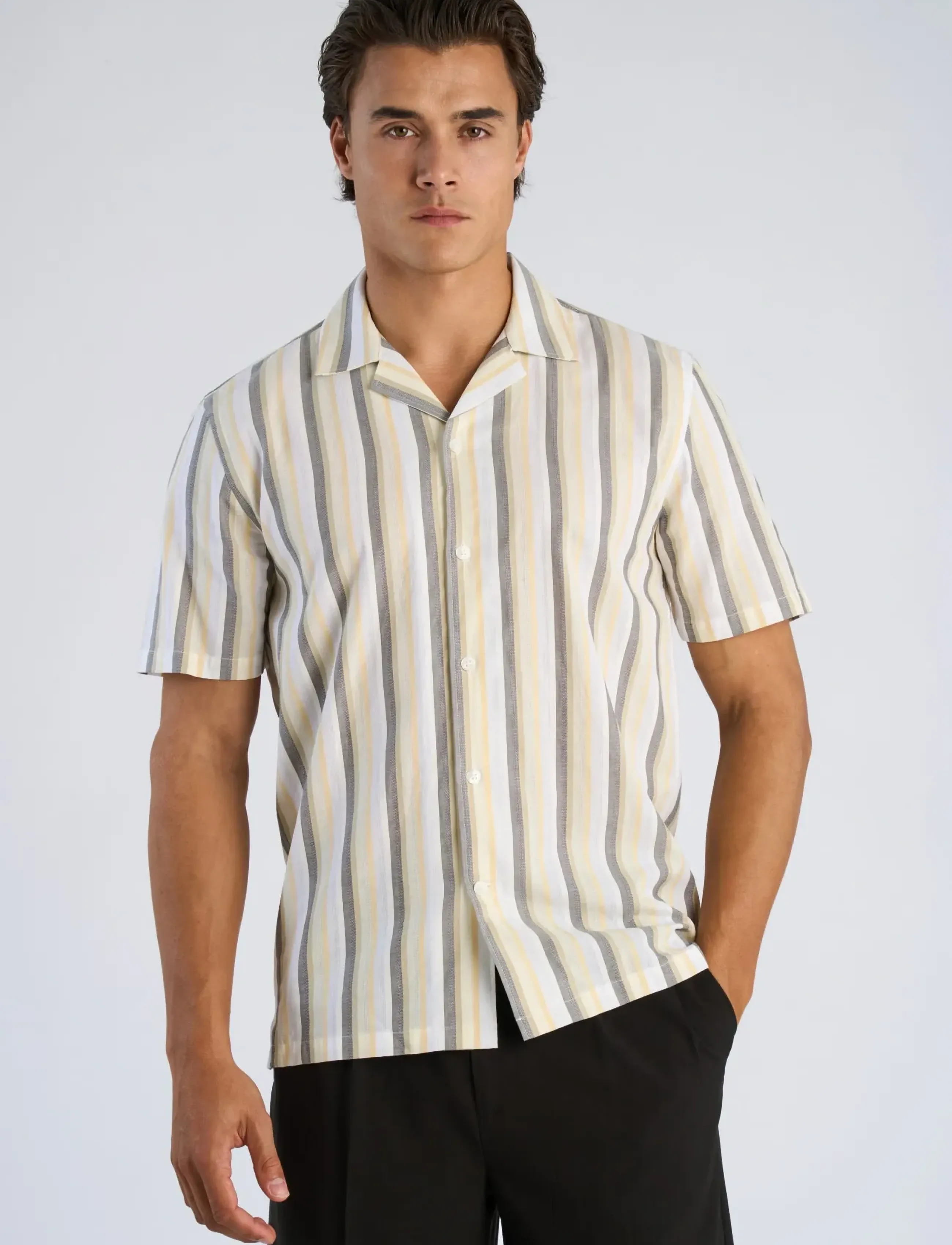 Lindbergh - Multi striped shirt S/S - gestreifte hemden - olive stone - 3