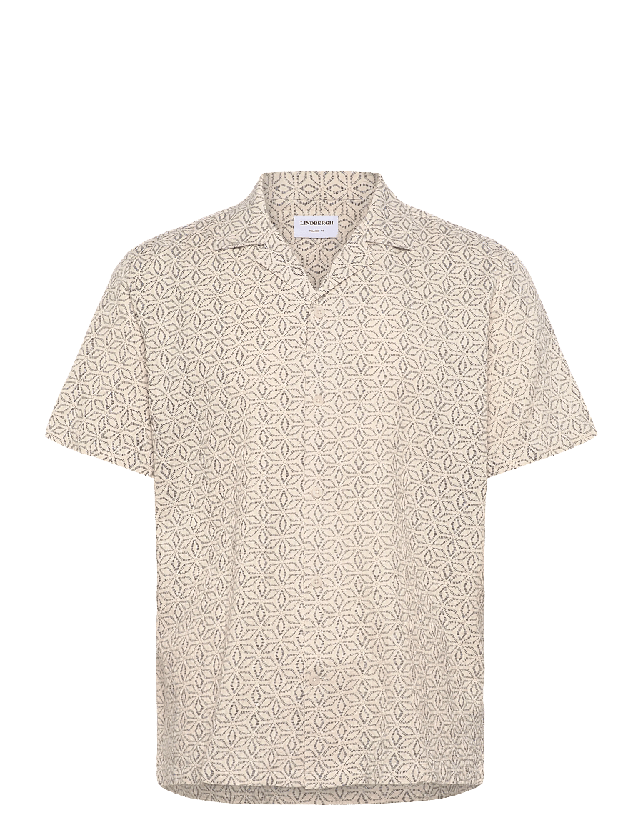 Lindbergh - Two color structure cotton/linen sh - kortärmade skjortor - off white - 1
