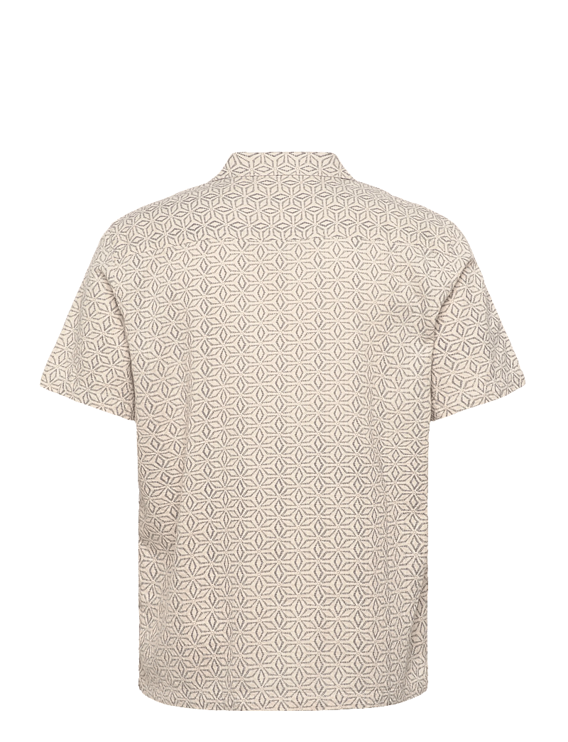 Lindbergh - Two color structure cotton/linen sh - kortærmede skjorter - off white - 2