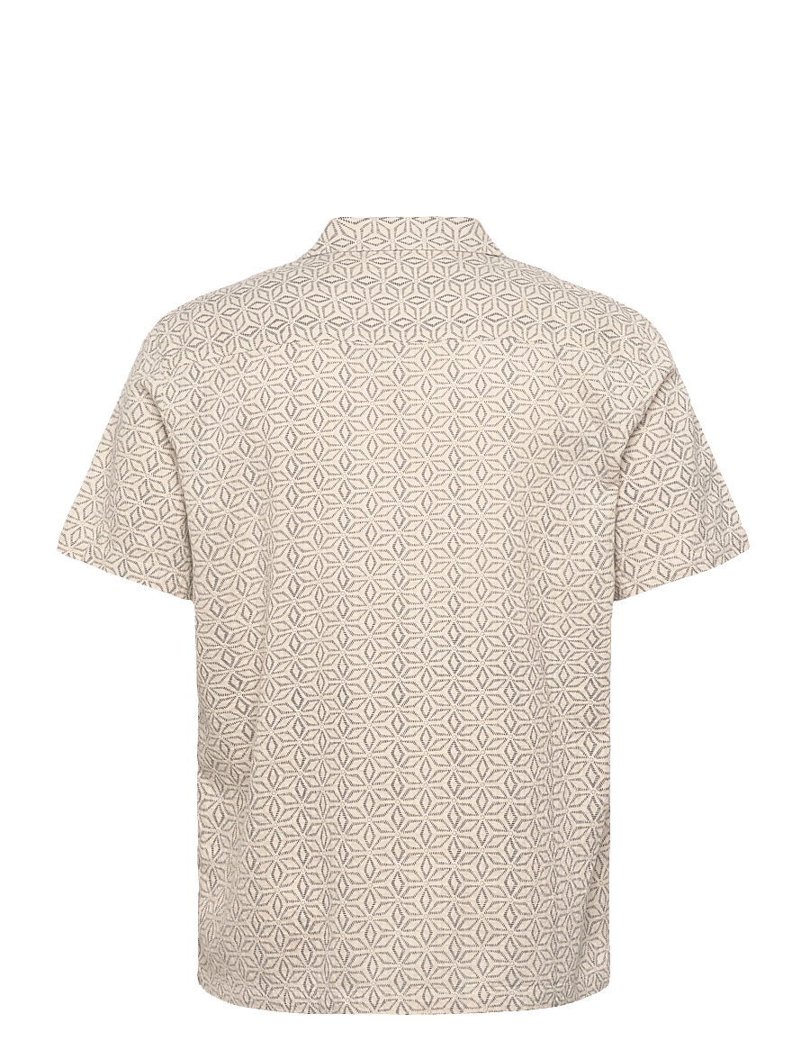 Lindbergh - Two color structure cotton/linen sh - kortärmade skjortor - off white - 2