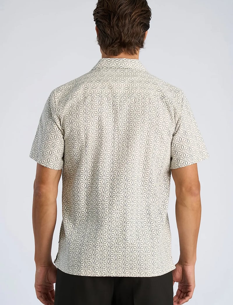 Lindbergh - Two color structure cotton/linen sh - kortærmede skjorter - off white - 4