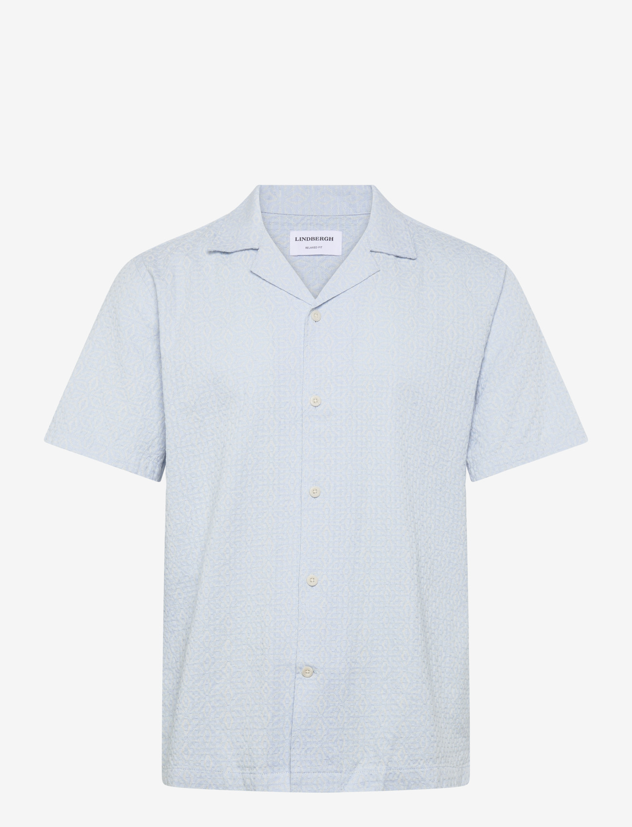 Lindbergh - Two color structure cotton/linen sh - kortærmede skjorter - pastel blue - 1