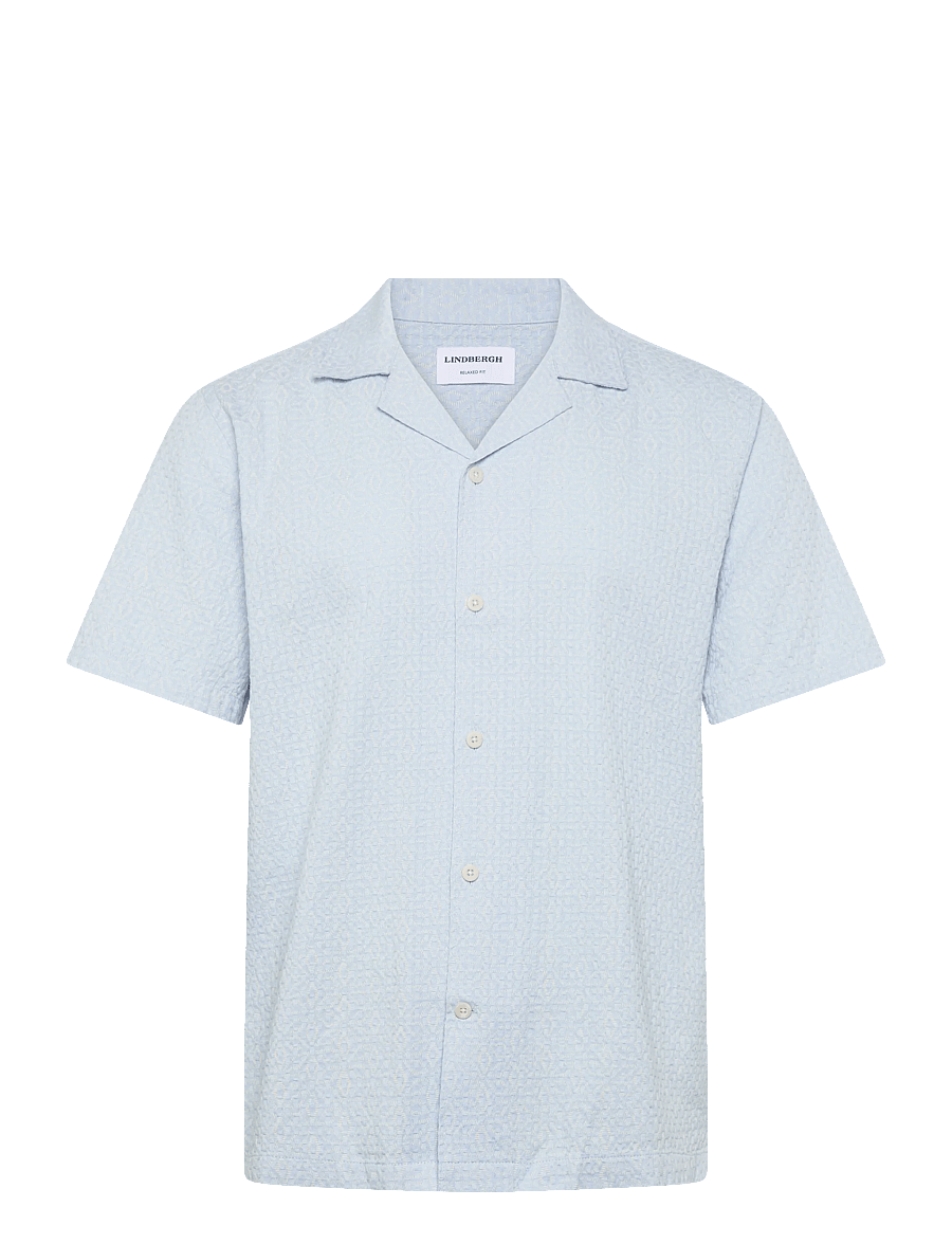 Lindbergh - Two color structure cotton/linen sh - kortärmade skjortor - pastel blue - 1