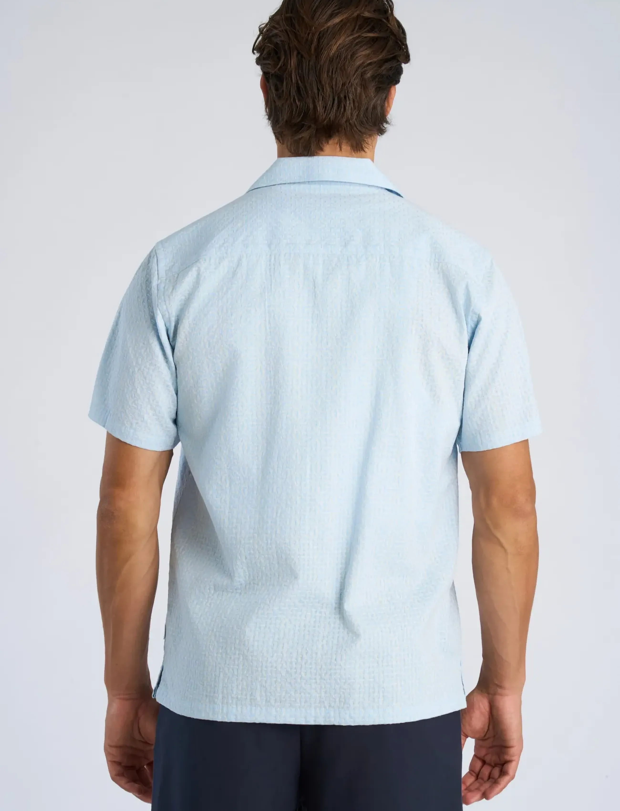 Lindbergh - Two color structure cotton/linen sh - kurzarmhemden - pastel blue - 4