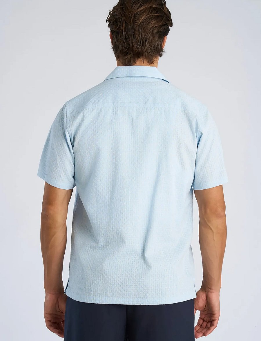 Lindbergh - Two color structure cotton/linen sh - kortärmade skjortor - pastel blue - 4