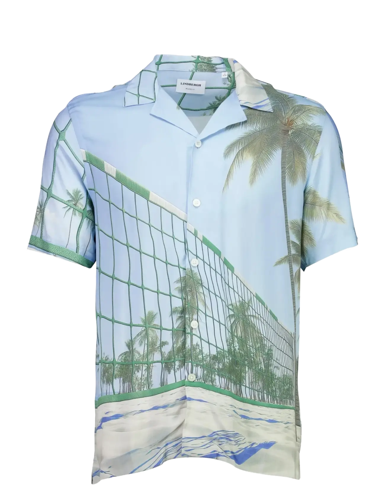 Lindbergh - AOP summer viscose shirt S/S - mønstrede skjorter - lt sky blue - 1