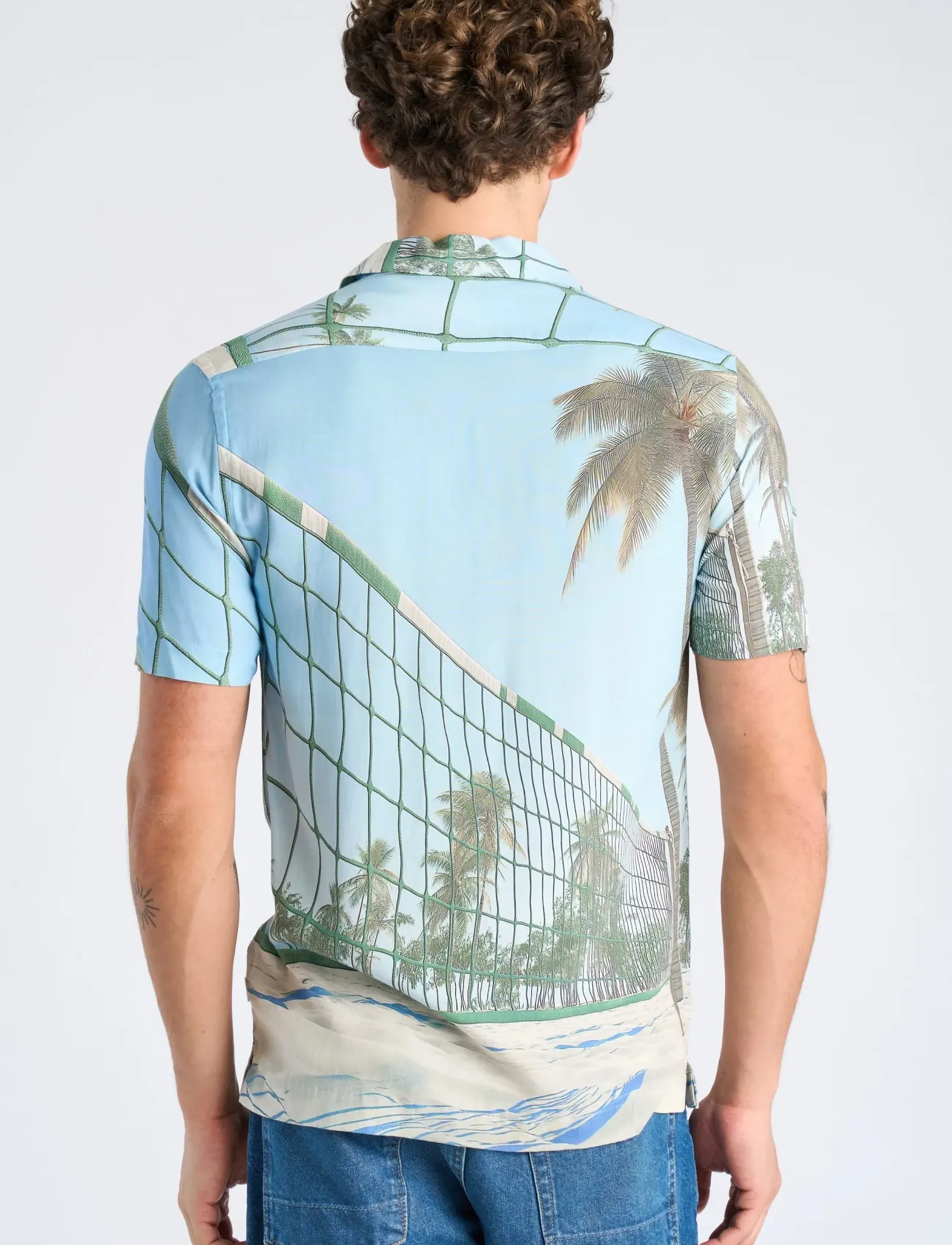 Lindbergh - AOP summer viscose shirt S/S - mønstrede skjorter - lt sky blue - 4