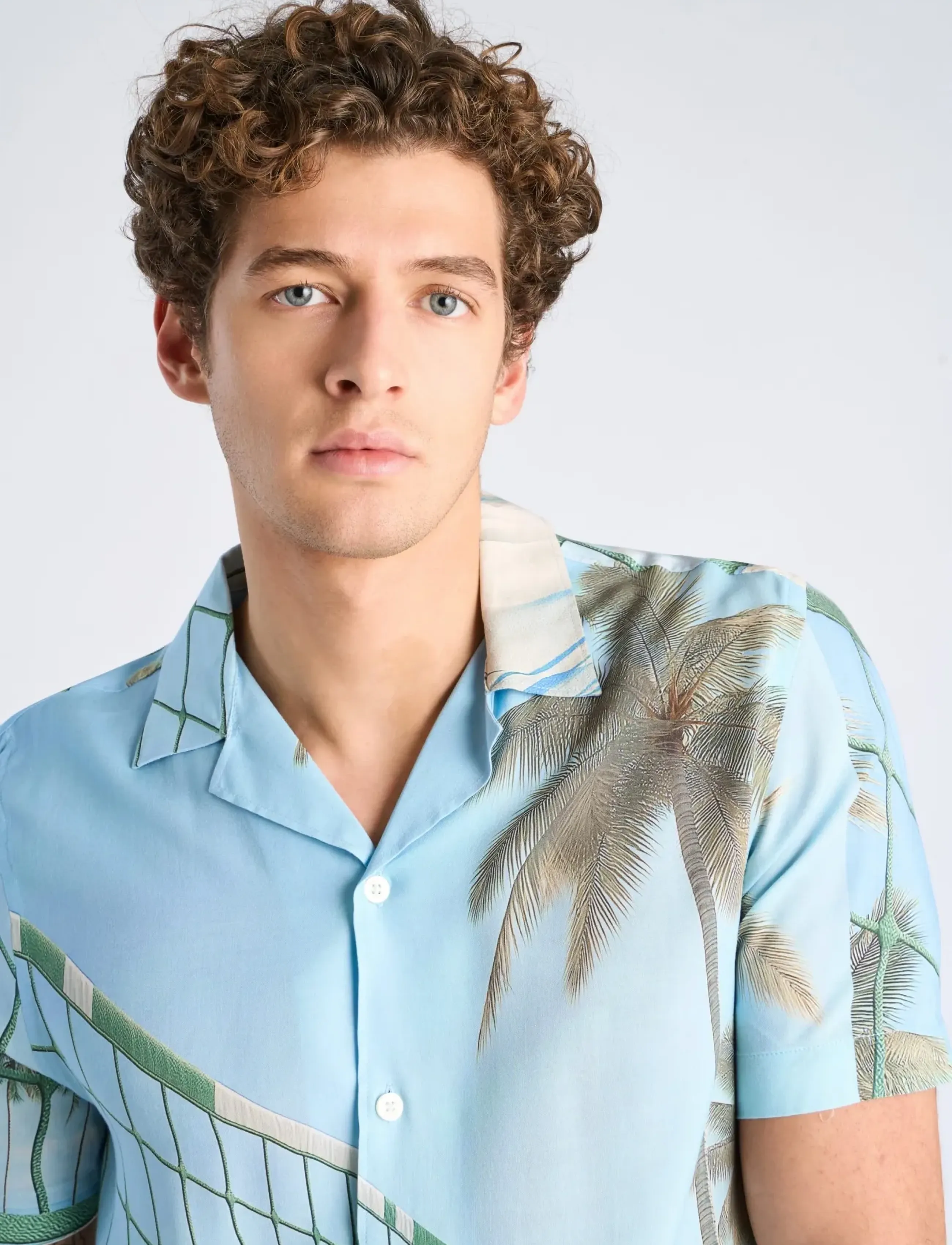 Lindbergh - AOP summer viscose shirt S/S - mønstrede skjorter - lt sky blue - 5