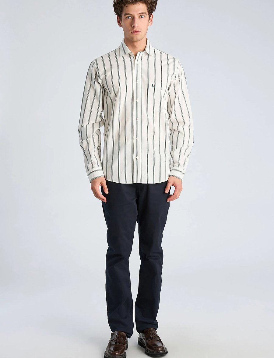 Lindbergh - Striped dobby shirt L/S - off white - 0