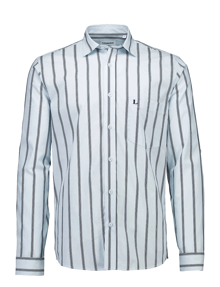 Lindbergh - Striped dobby shirt L/S - pastel blue - 1