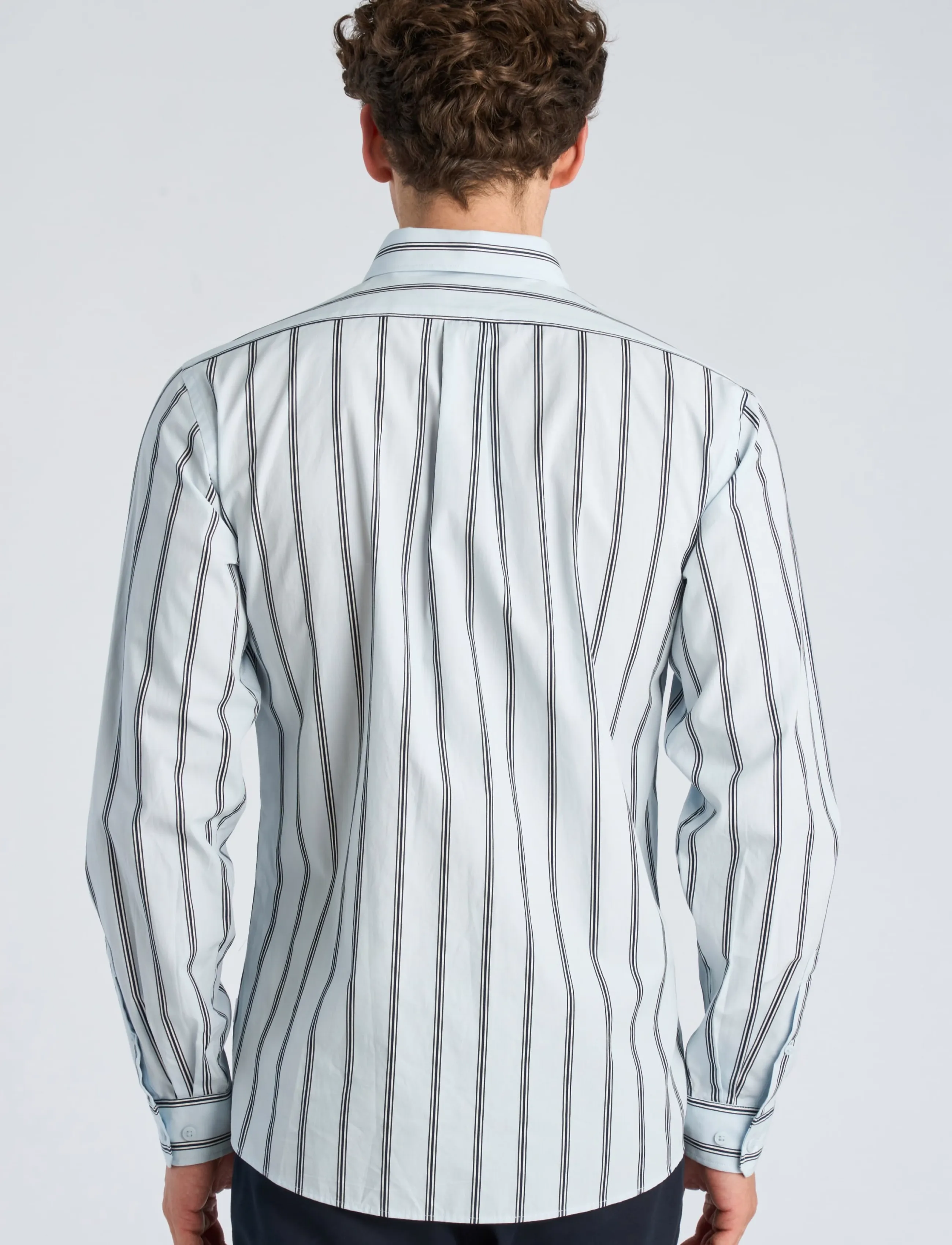 Lindbergh - Striped dobby shirt L/S - pastel blue - 4
