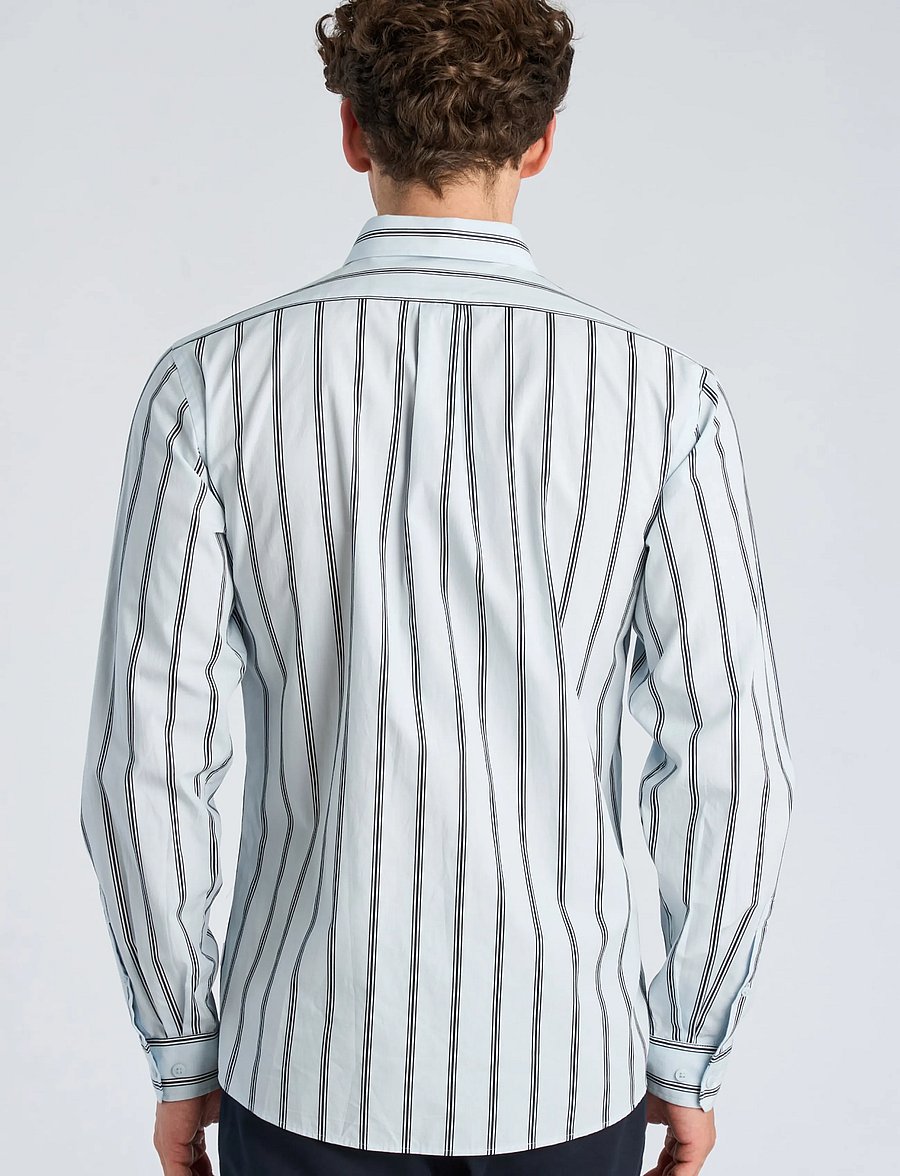 Lindbergh - Striped dobby shirt L/S - pastel blue - 4