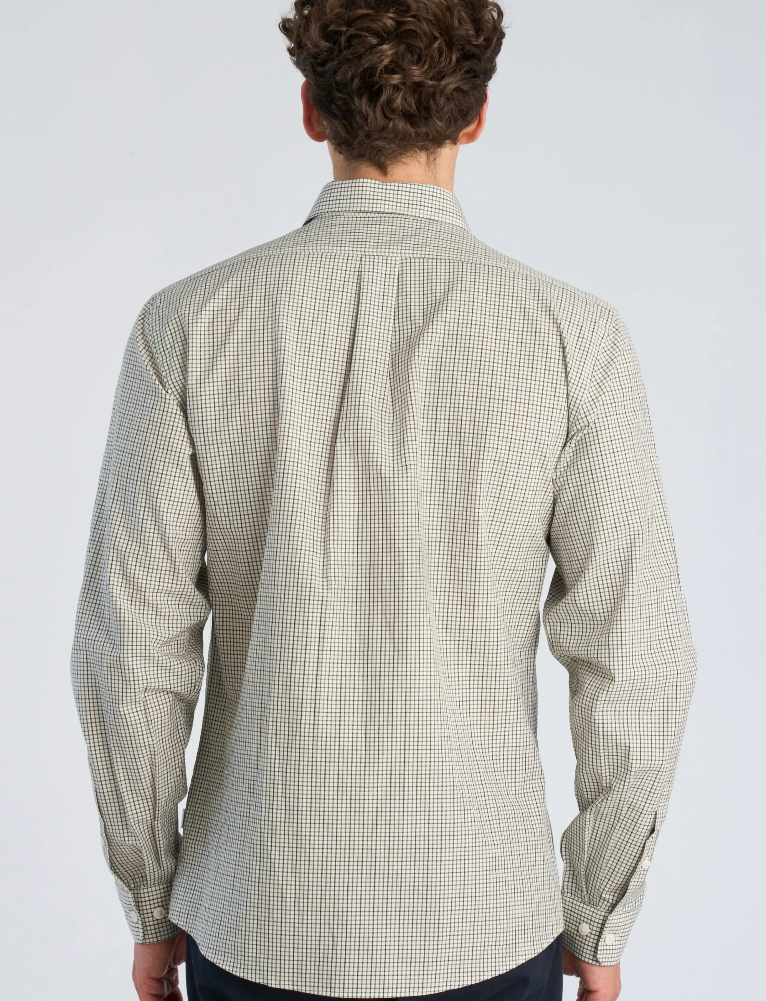 Lindbergh - Plain small checked shirt L/S - dk green - 4