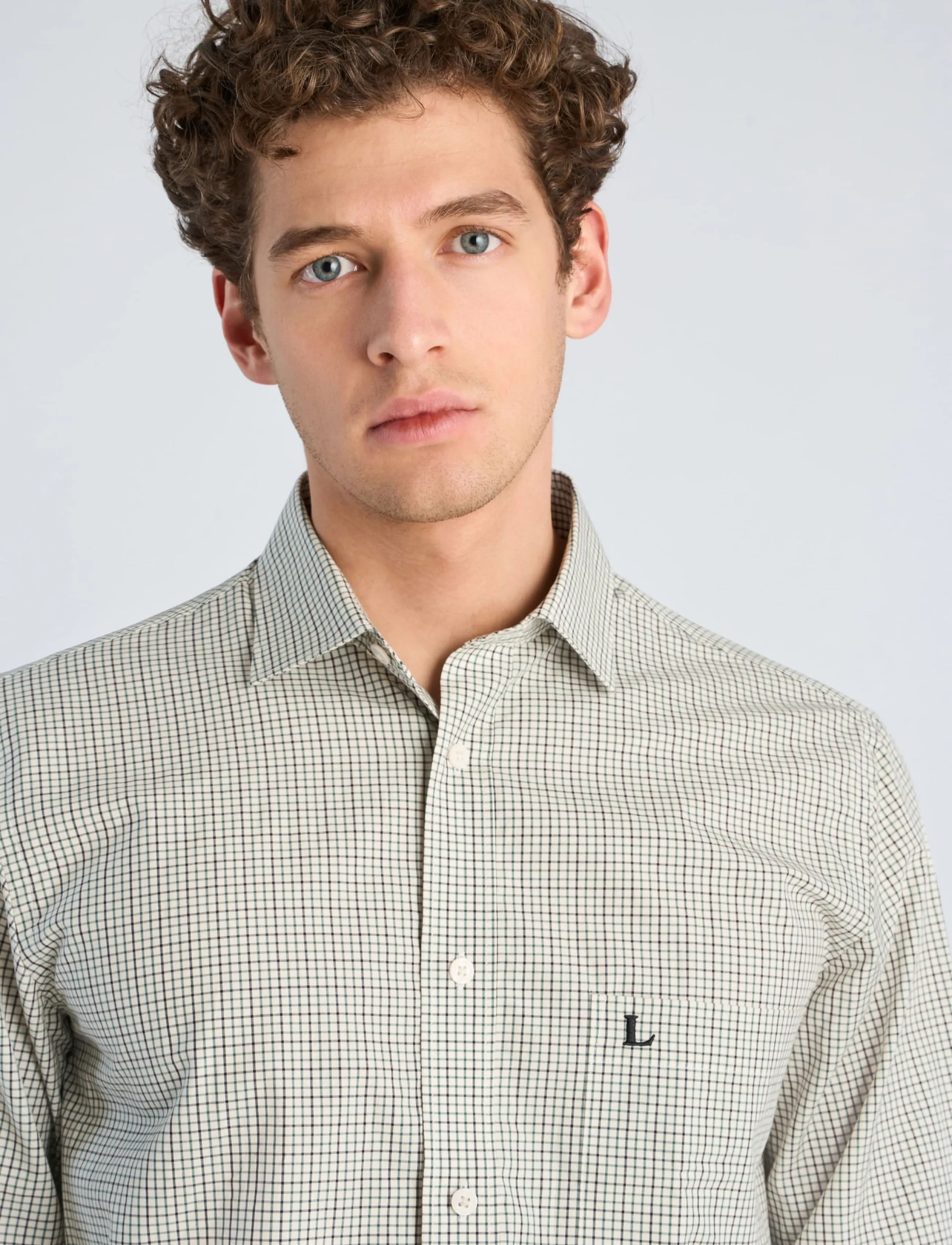Lindbergh - Plain small checked shirt L/S - dk green - 5