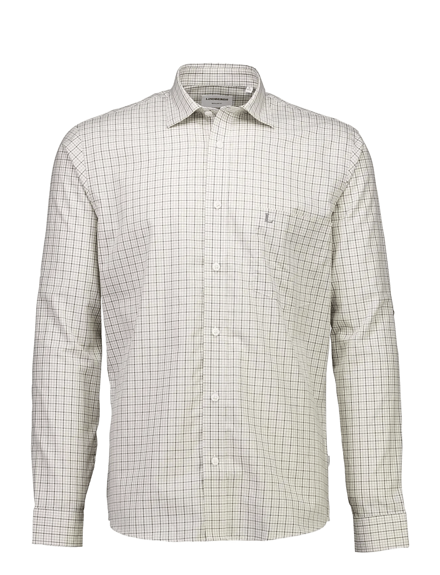 Lindbergh - Plain small checked shirt L/S - indigo blue - 0