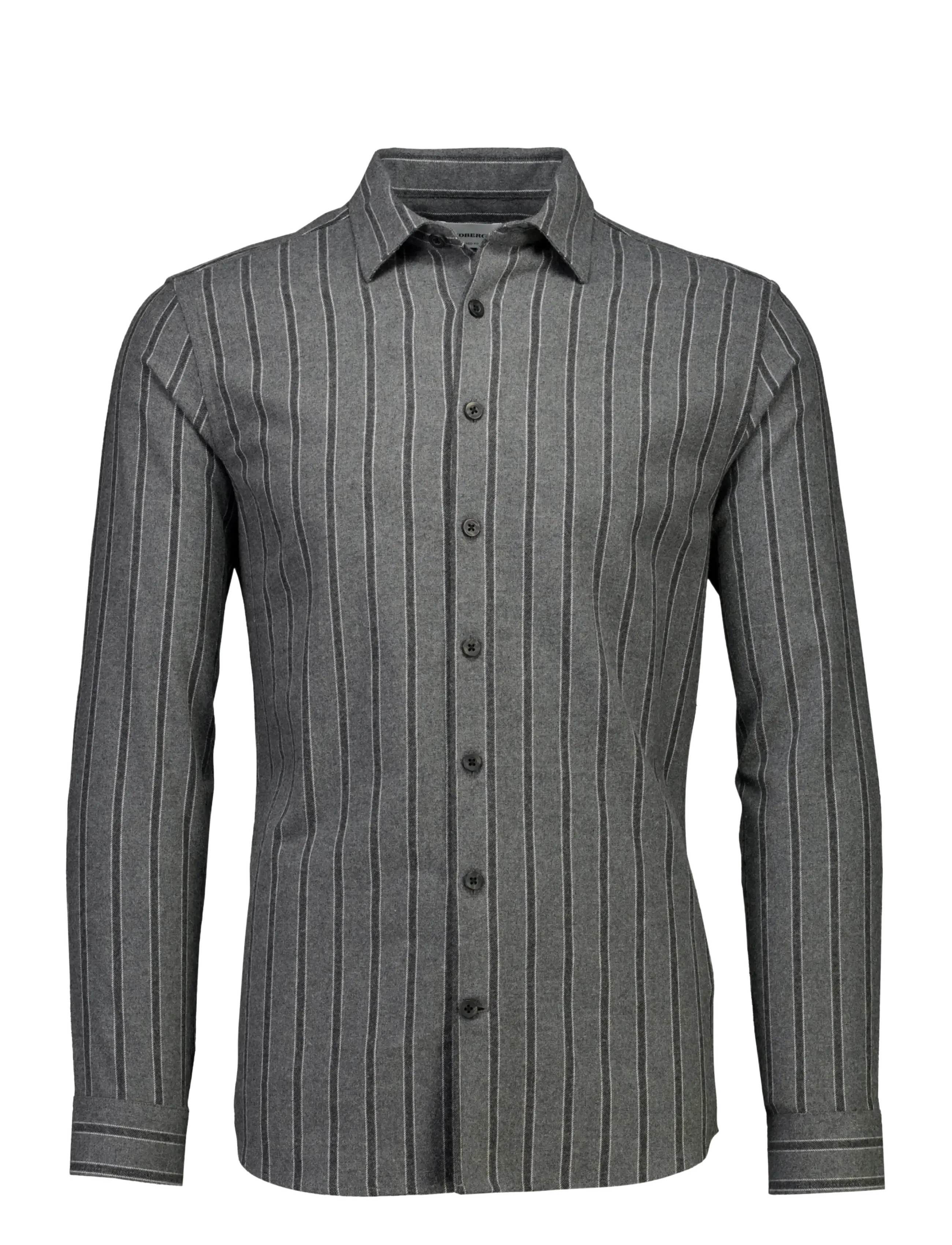 Lindbergh - Brushed striped shirt L/S - dk grey mel - 1