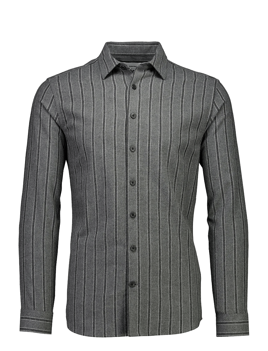 Lindbergh - Brushed striped shirt L/S - flanell-hemden - dk grey mel - 1