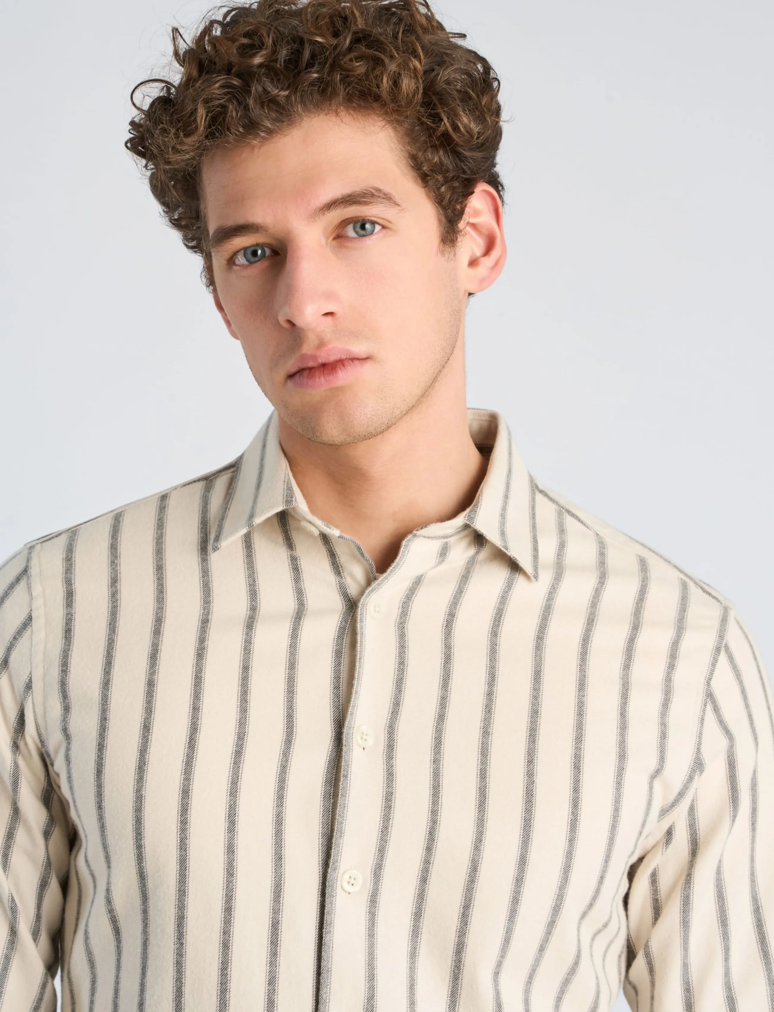 Lindbergh - Brushed striped shirt L/S - ivory - 5