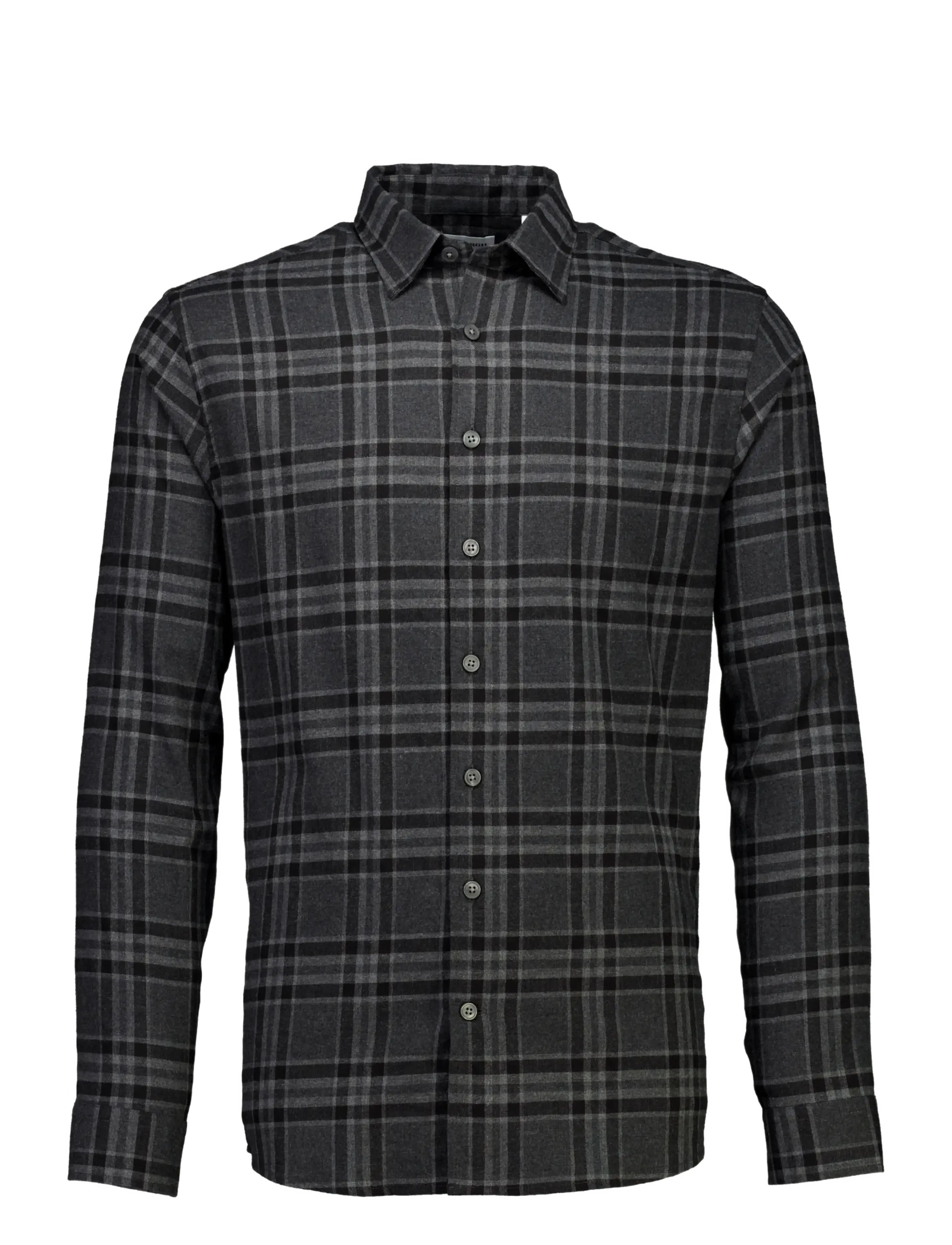 Lindbergh - Brushed check shirt L/S - dk grey mel - 1