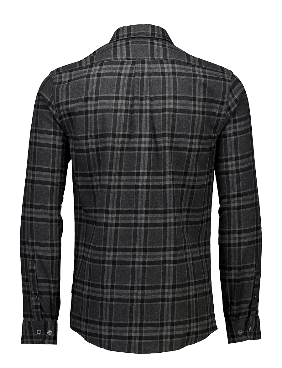 Lindbergh - Brushed check shirt L/S - flannel shirts - dk grey mel - 2
