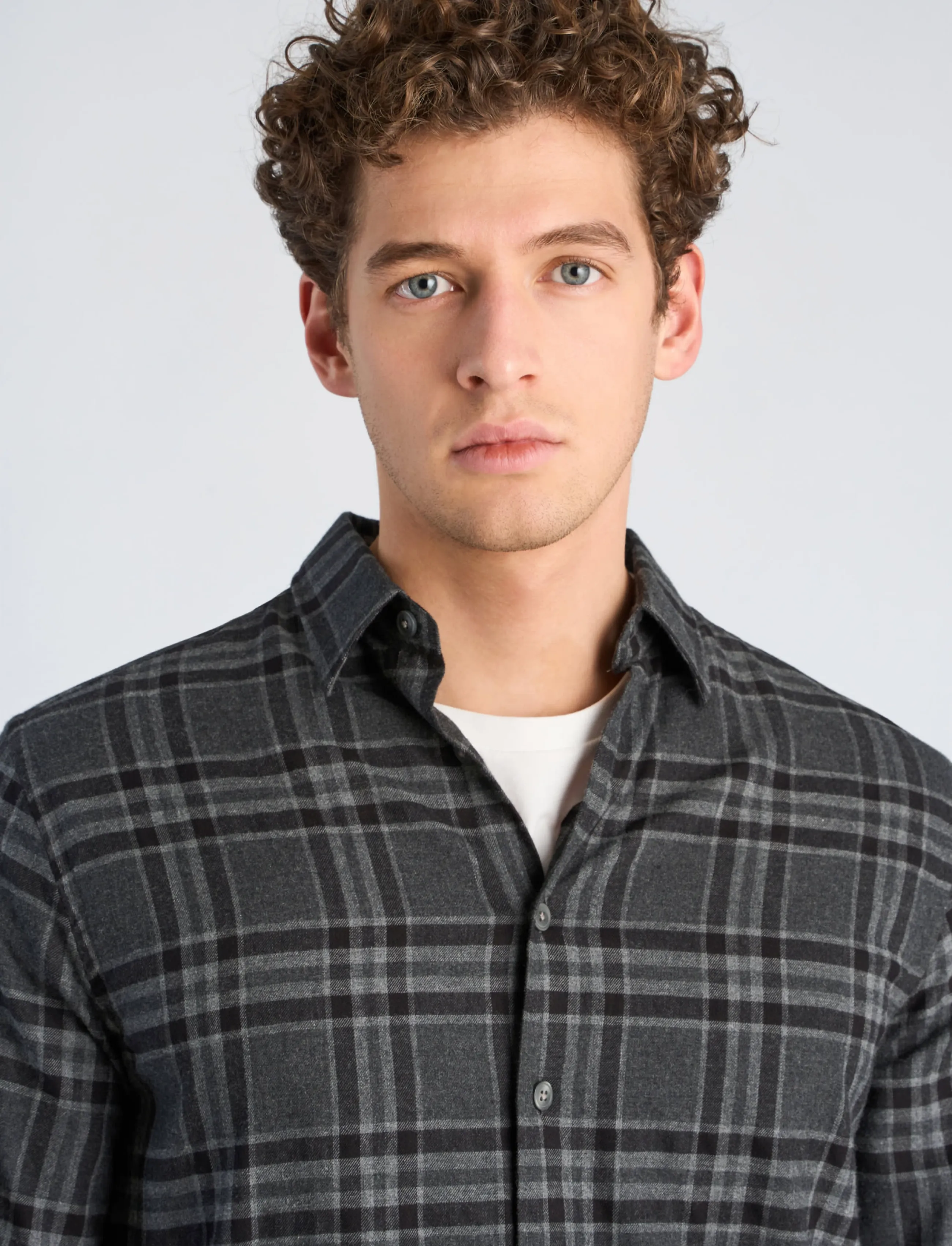 Lindbergh - Brushed check shirt L/S - dk grey mel - 5