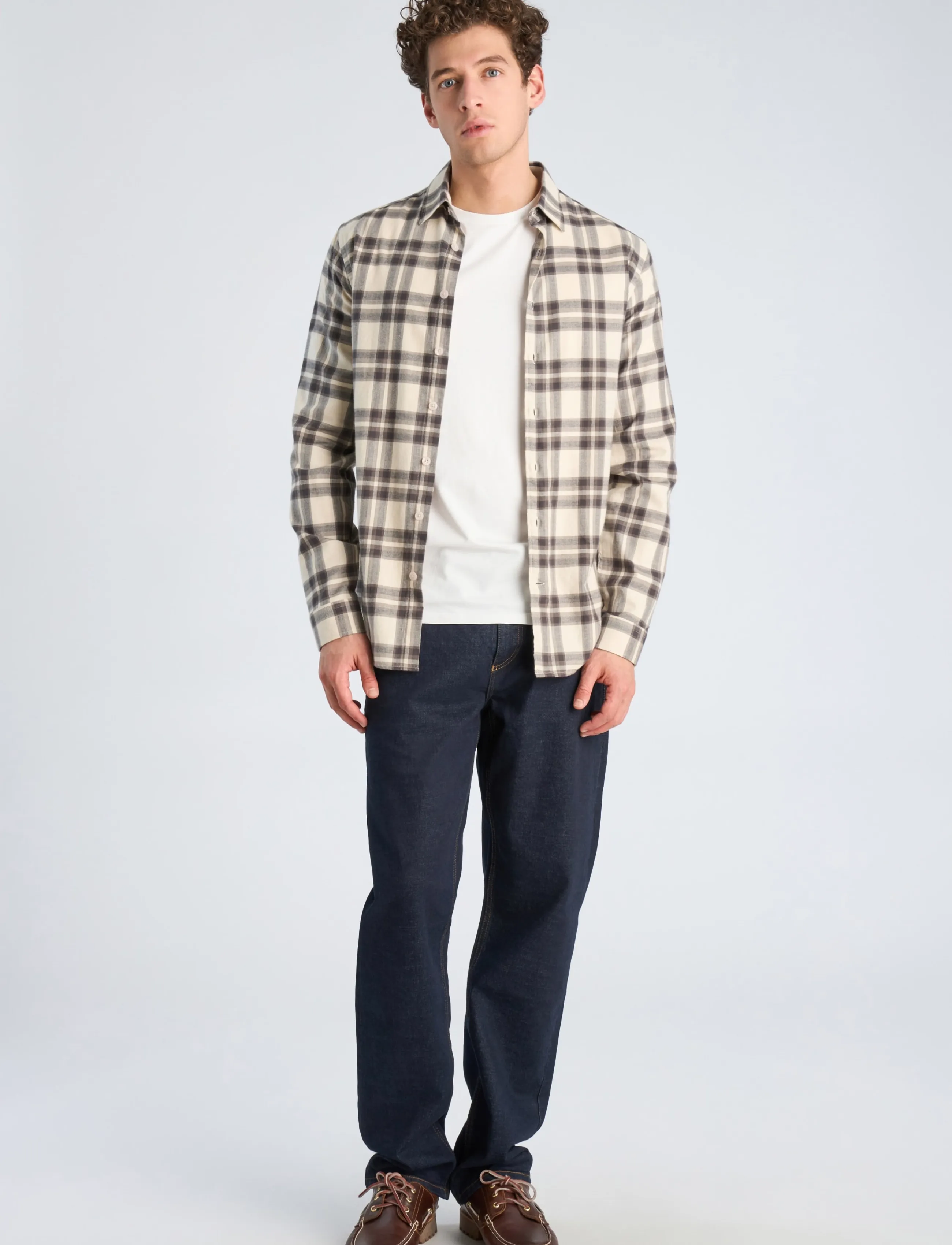 Lindbergh Brushed check shirt L/S - Karierte Hemden - IVORY / cream