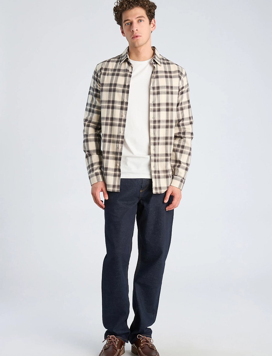 Lindbergh - Brushed check shirt L/S - flanell-hemden - ivory - 0
