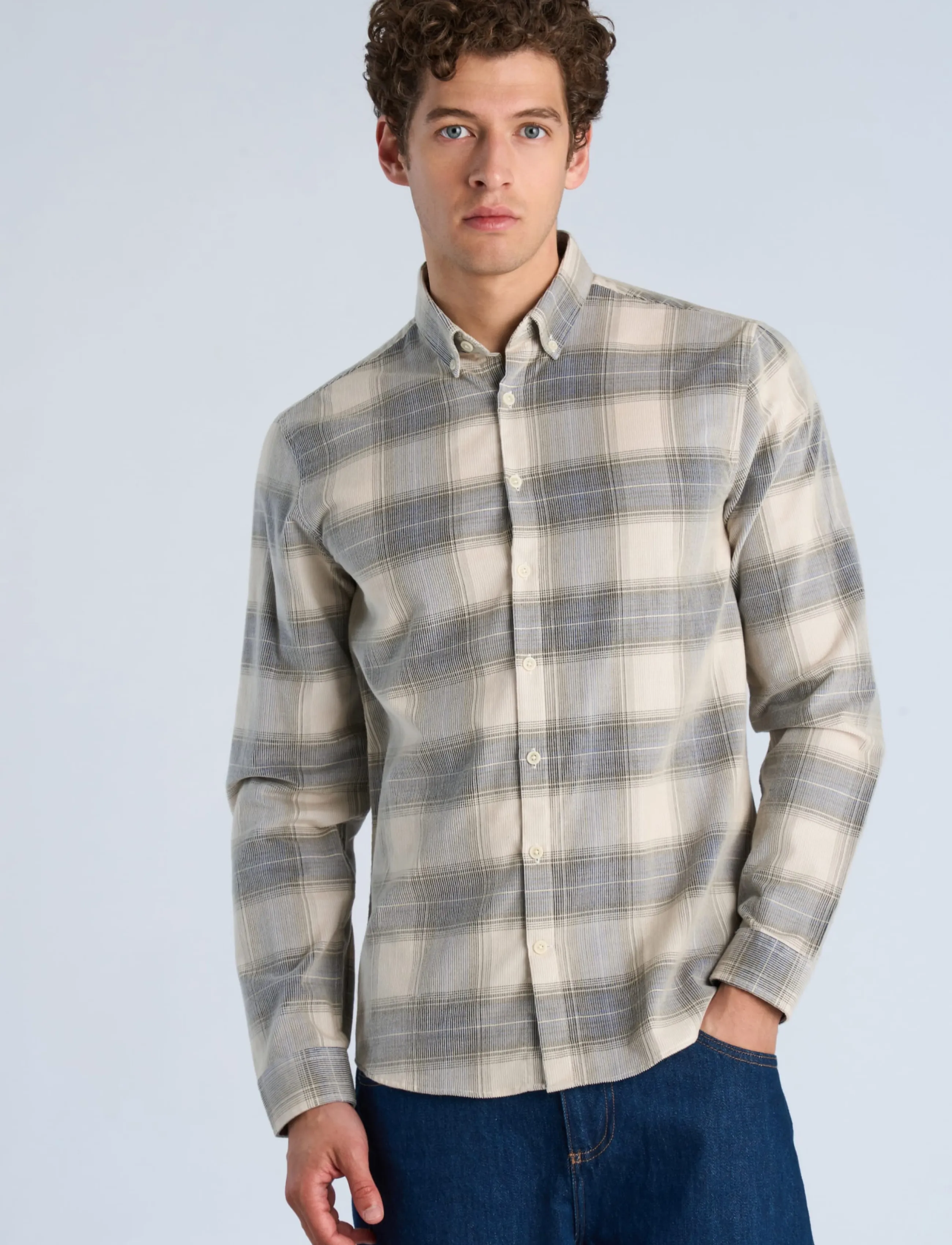 Lindbergh Checked Corduroy Shirt L/S rutiga skjortor herr – bild 2