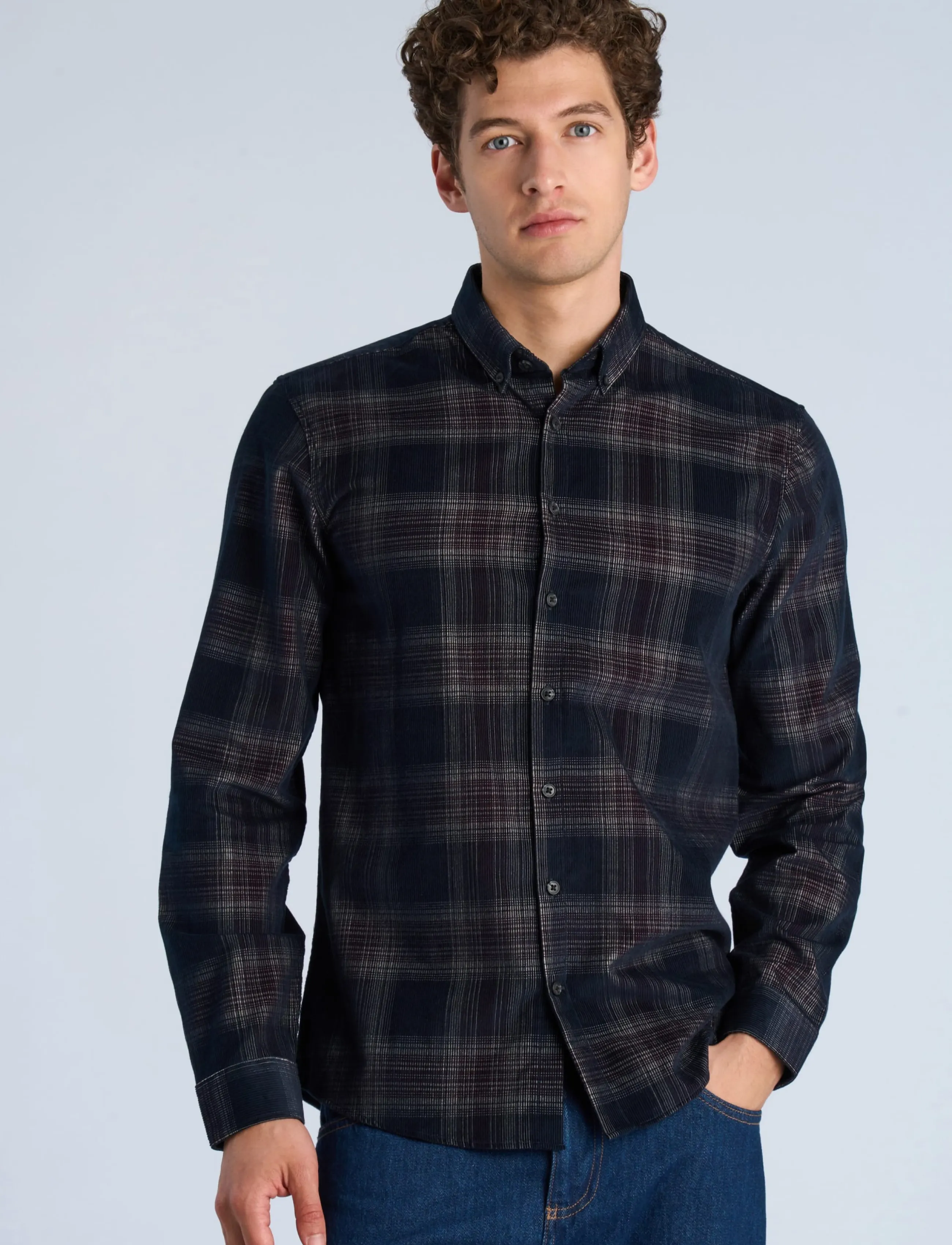Lindbergh Checked Corduroy Shirt L/S rutiga skjortor herr – bild 2