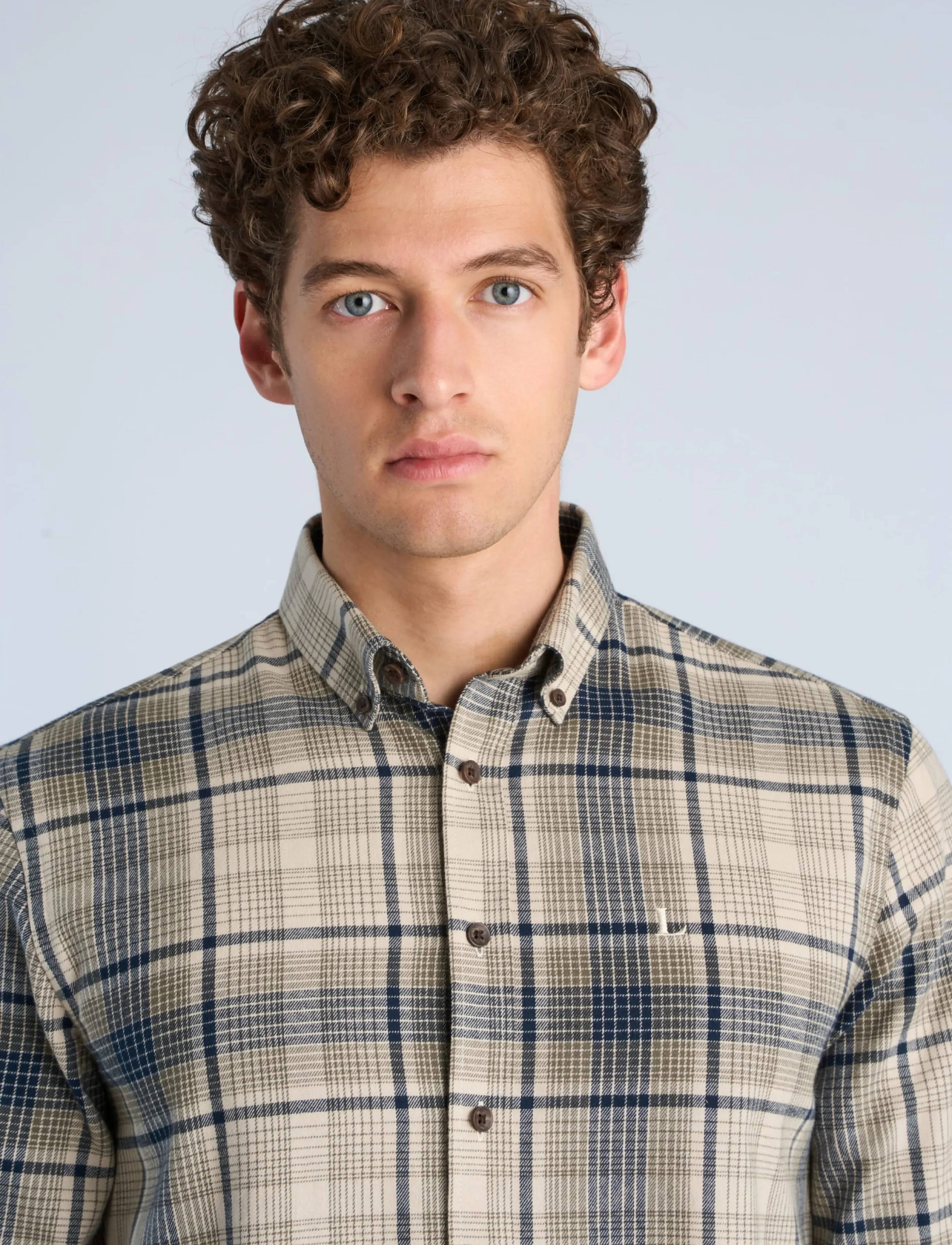 Lindbergh Checked Brushed Shirt L/S rutiga skjortor herr – bild 4