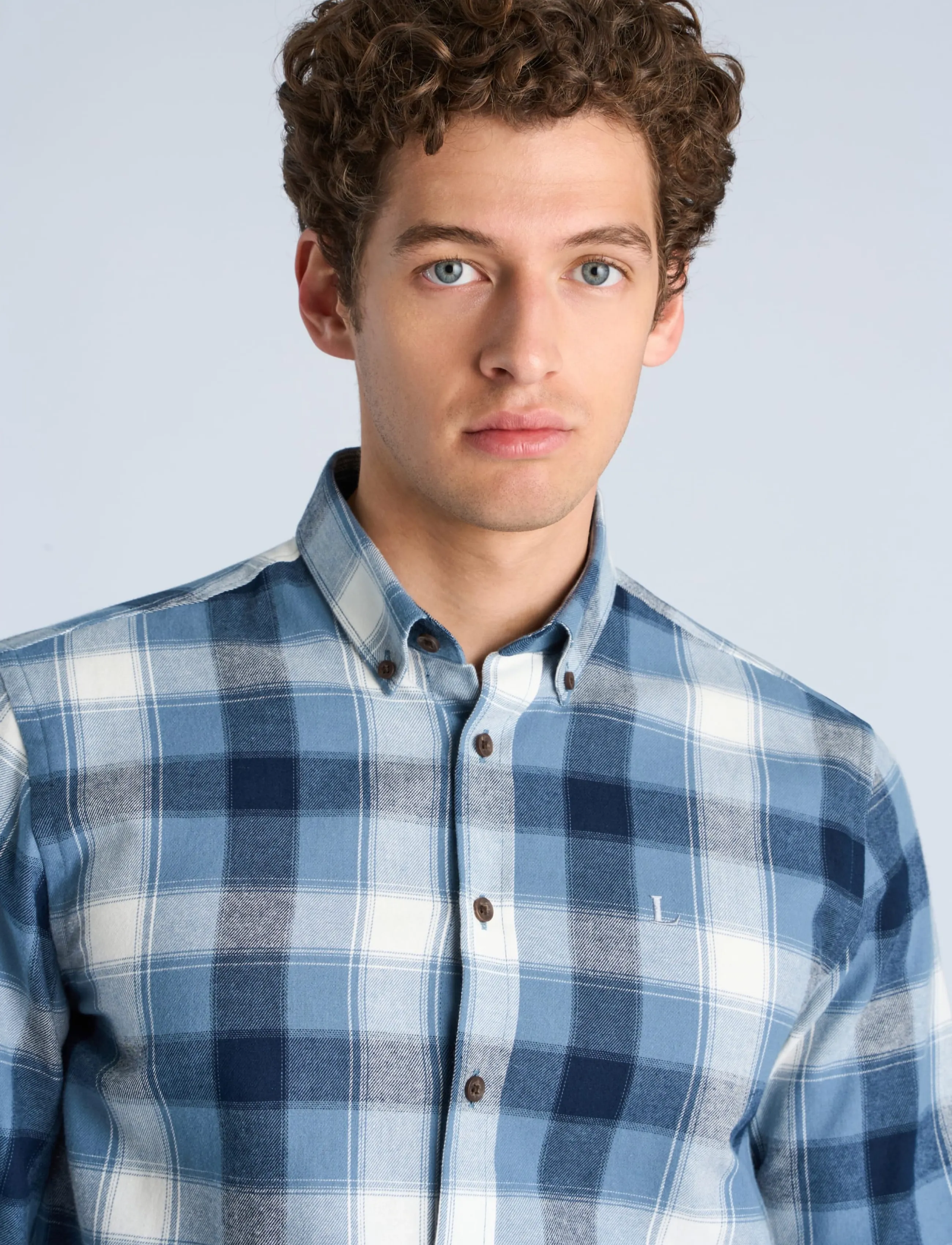 Lindbergh Checked Brushed Shirt L/S rutiga skjortor herr – bild 4