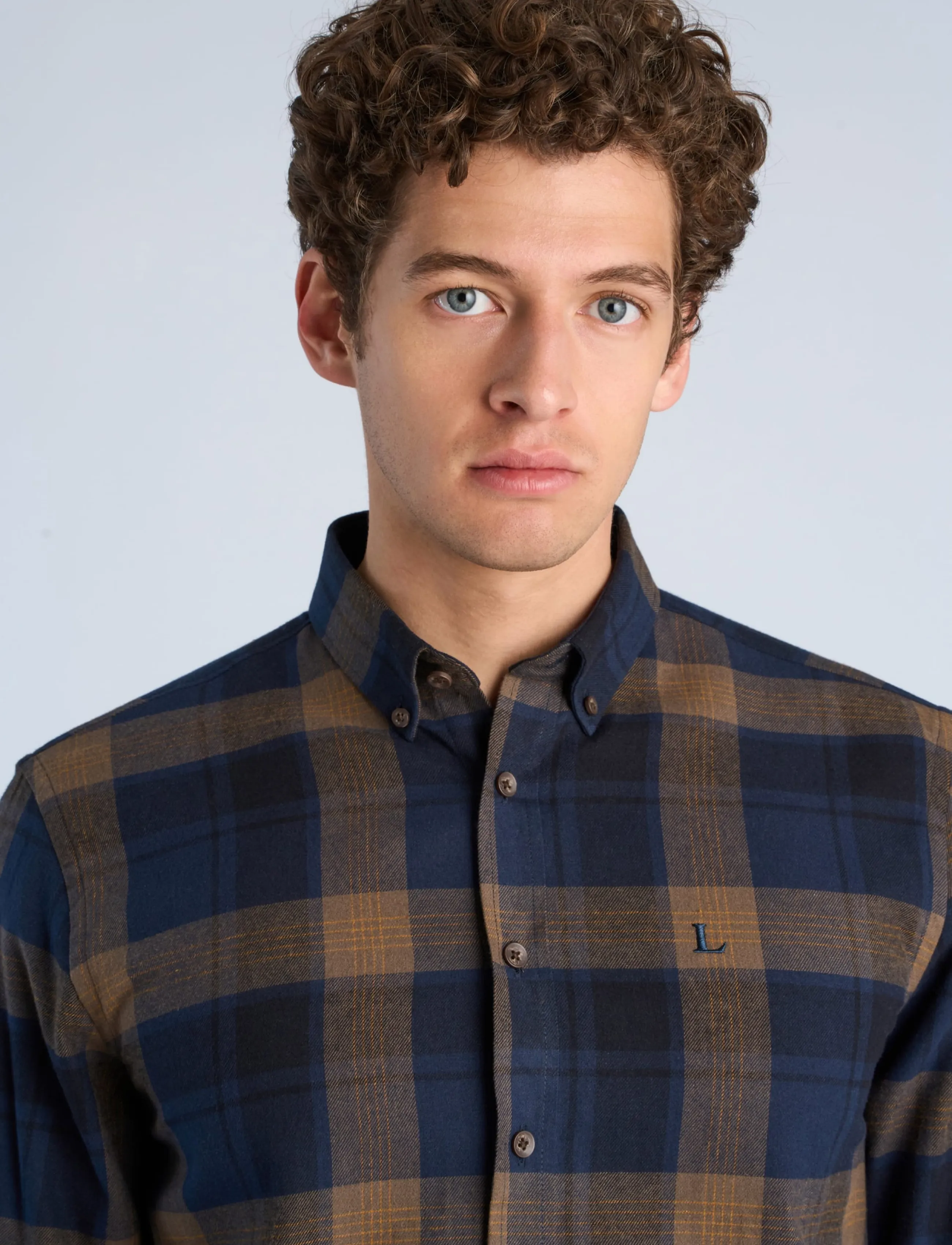 Lindbergh Checked Brushed Shirt L/S rutiga skjortor herr – bild 4