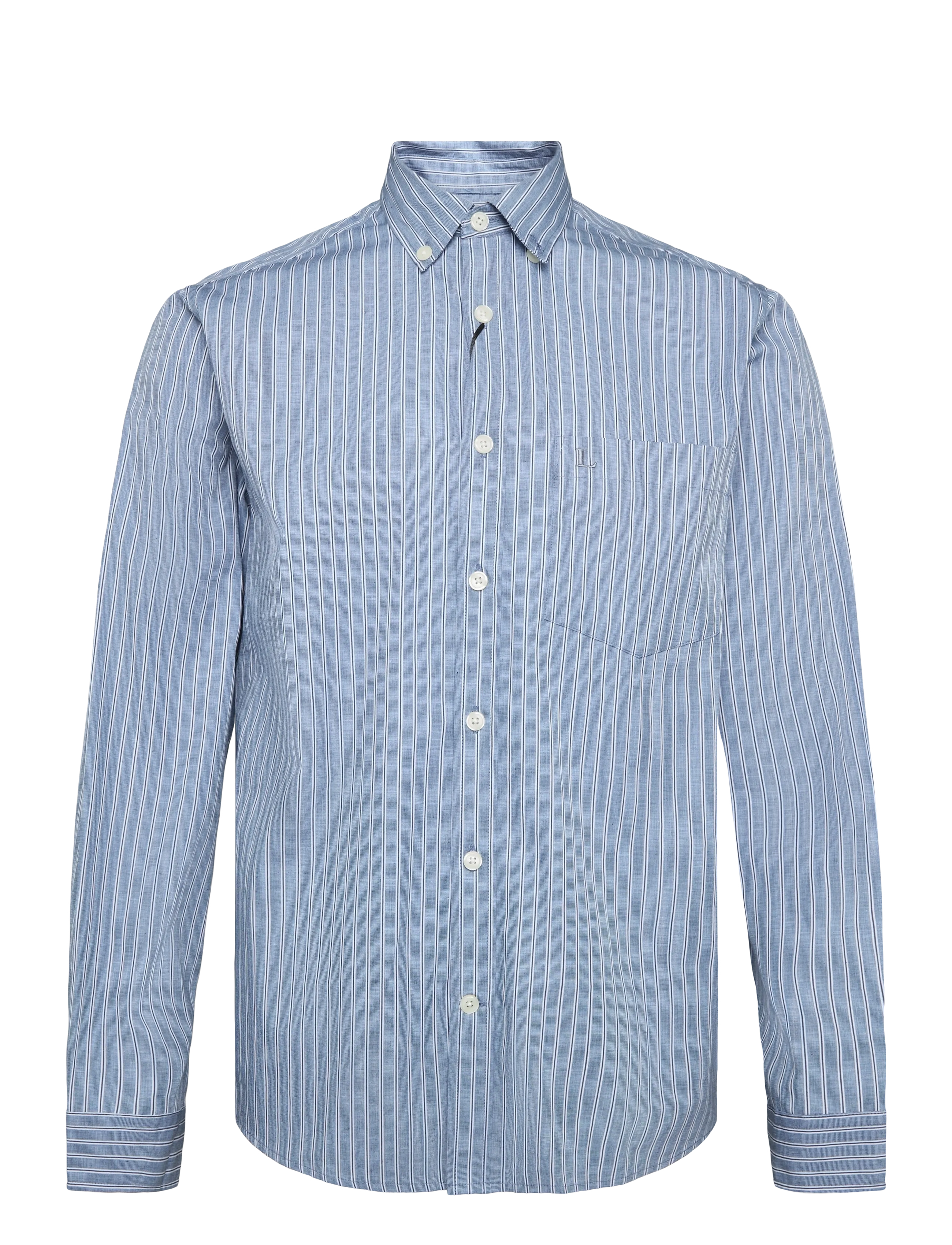Lindbergh Striped cotton shirt L/S - Gestreepte overhemden - DK BLUE / blue