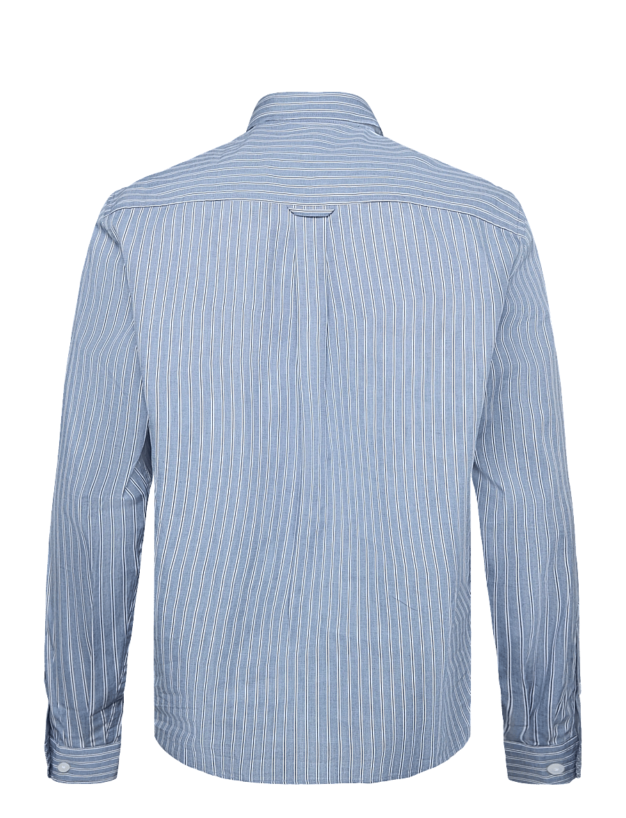 Lindbergh - Striped cotton shirt L/S - striped shirts - dk blue - 1