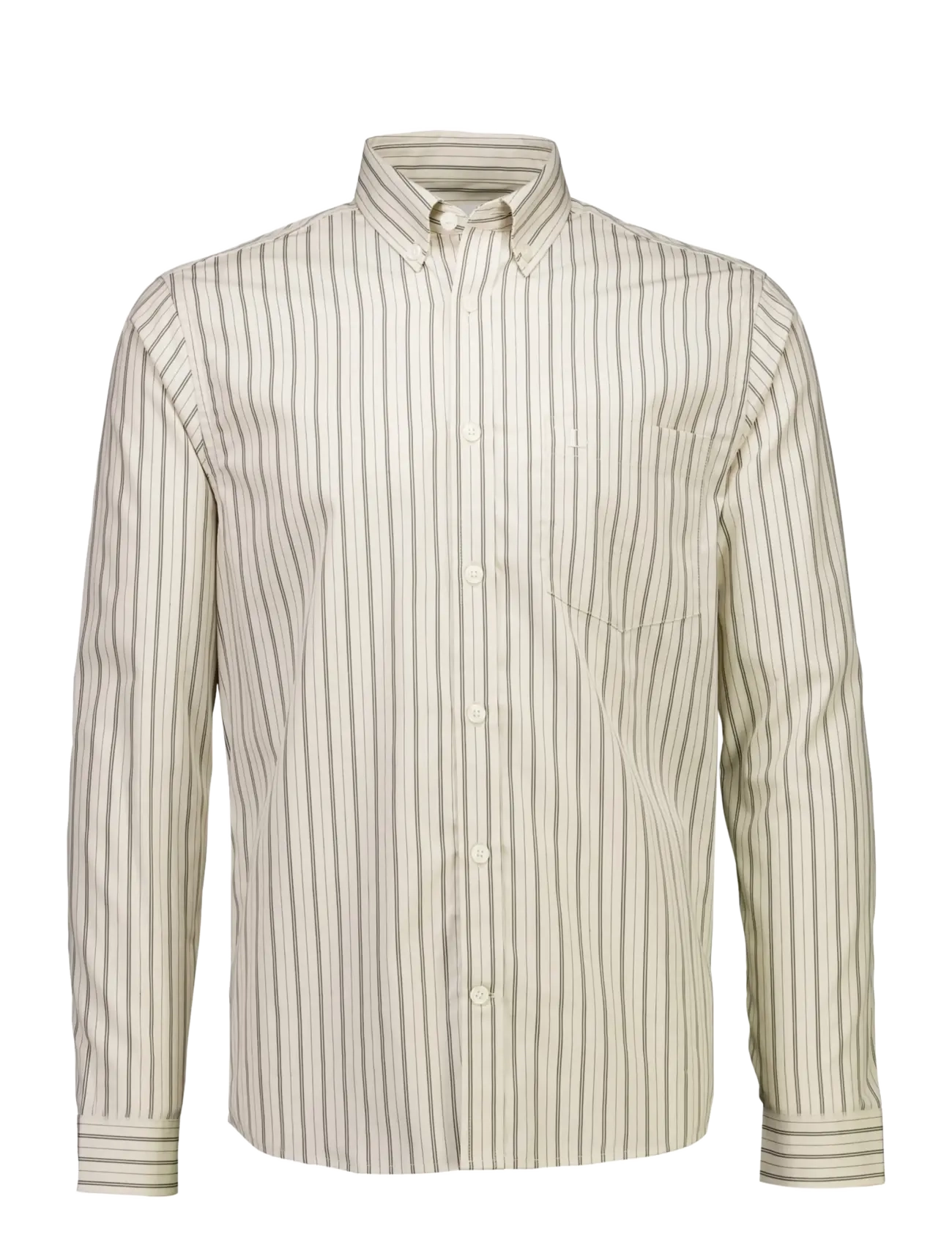 Lindbergh - Striped cotton shirt L/S - triibulised särgid - stone - 1