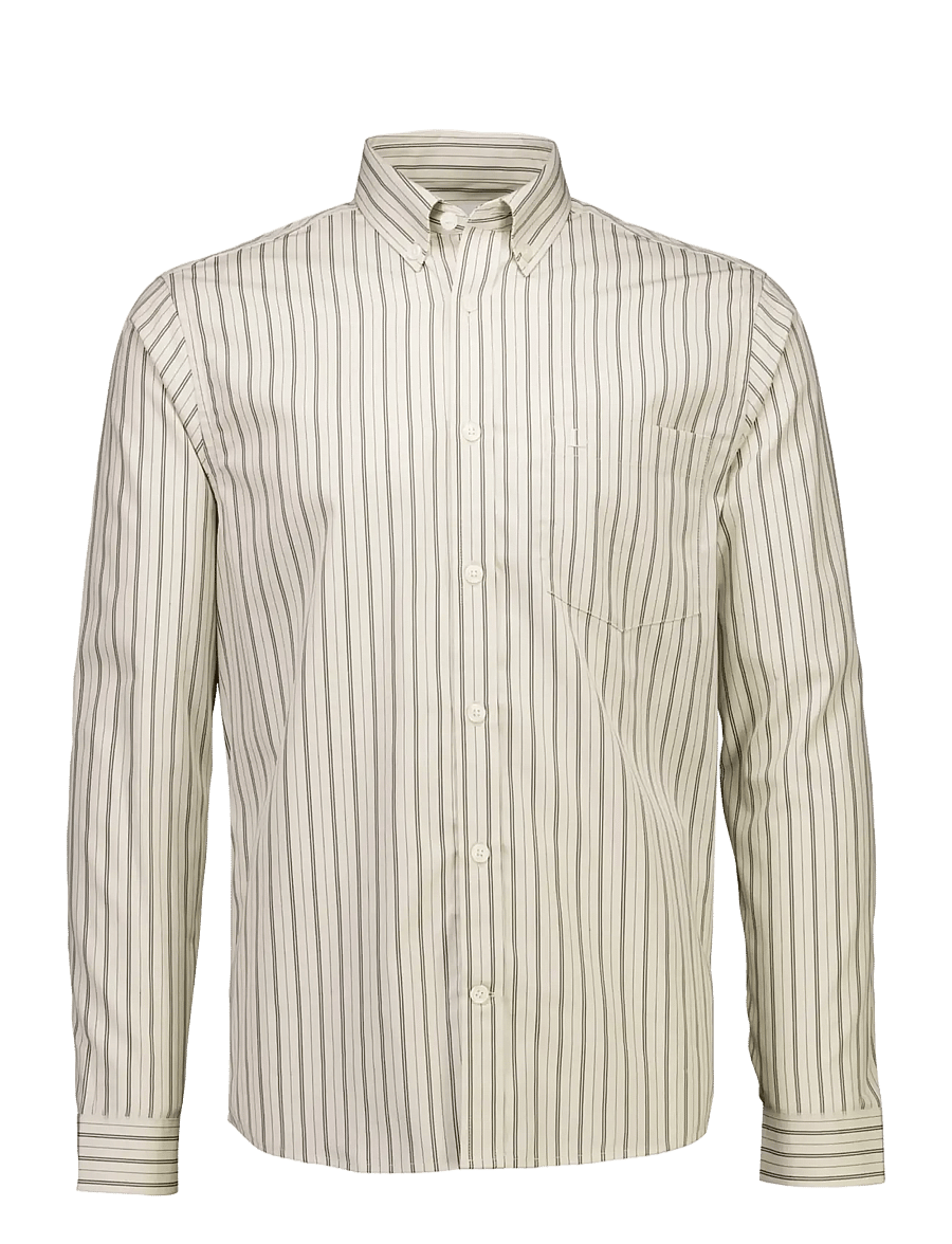 Lindbergh - Striped cotton shirt L/S - triibulised särgid - stone - 1