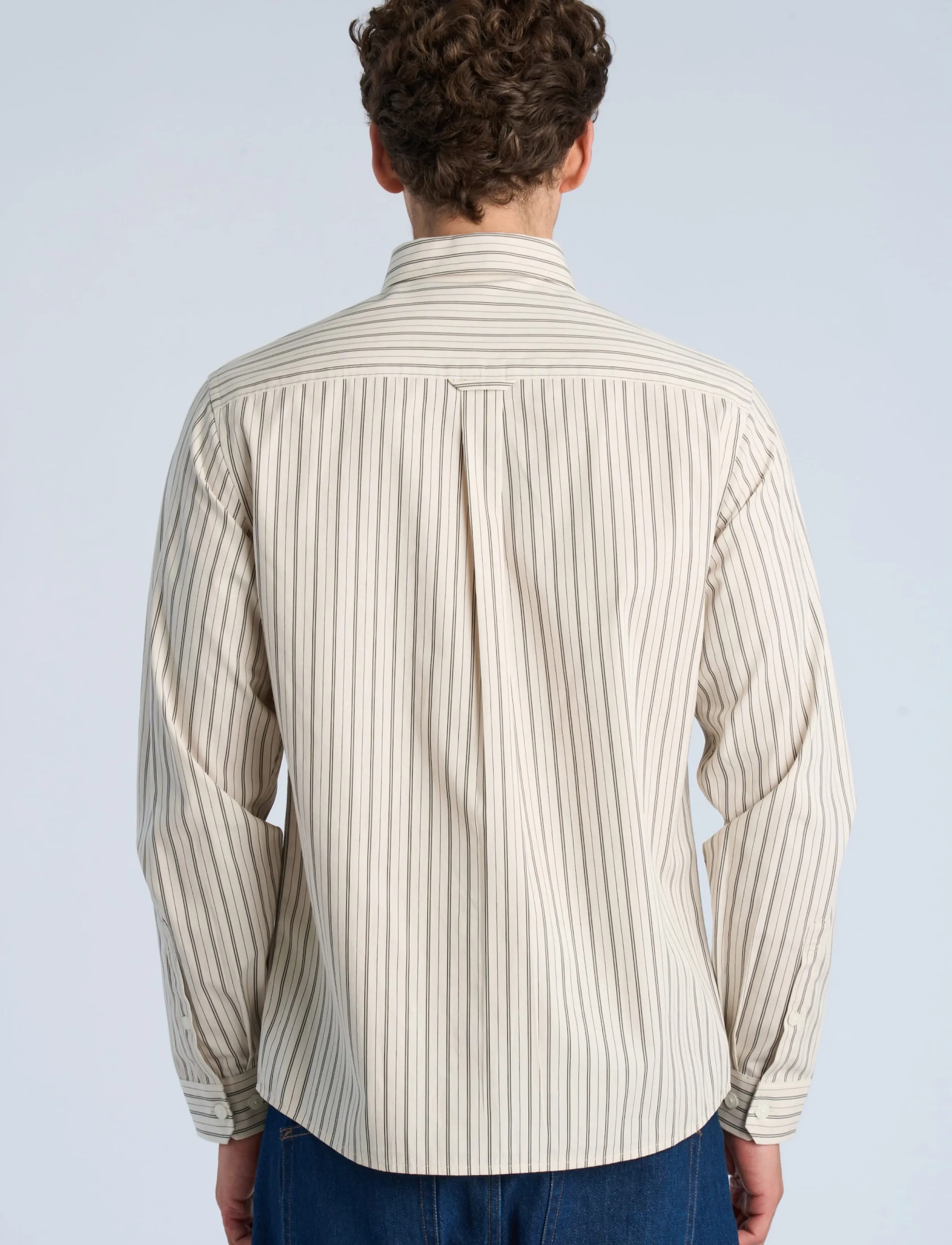 Lindbergh - Striped cotton shirt L/S - triibulised särgid - stone - 4
