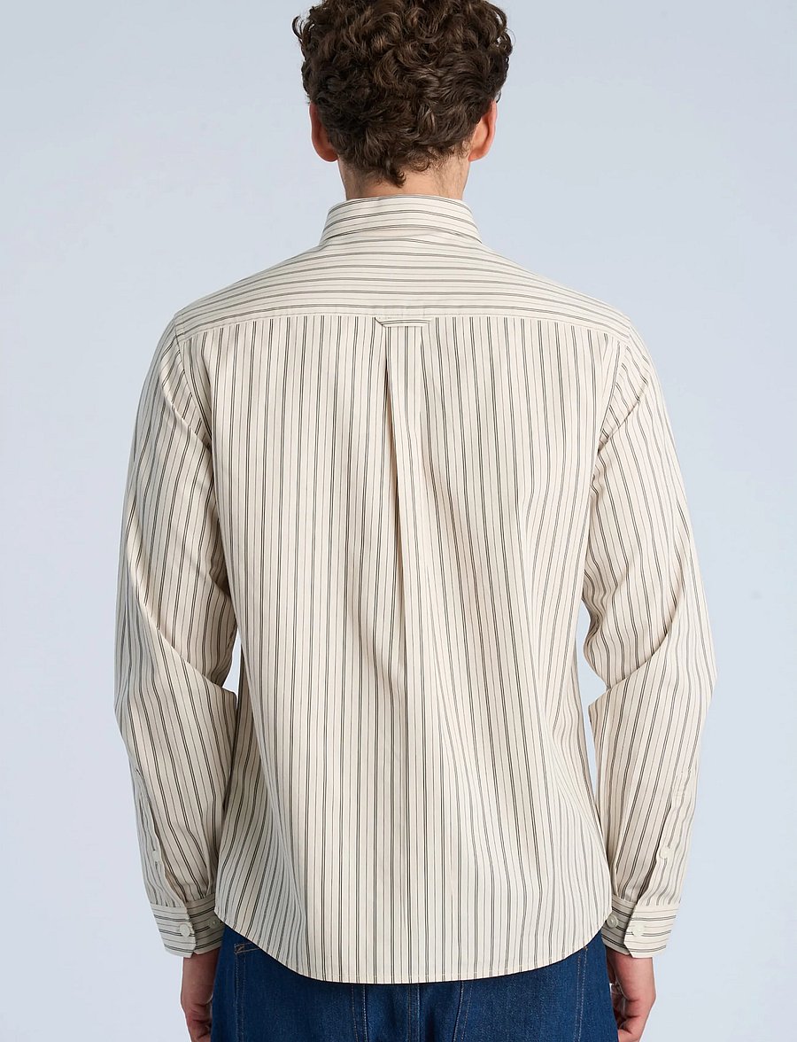 Lindbergh - Striped cotton shirt L/S - triibulised särgid - stone - 4