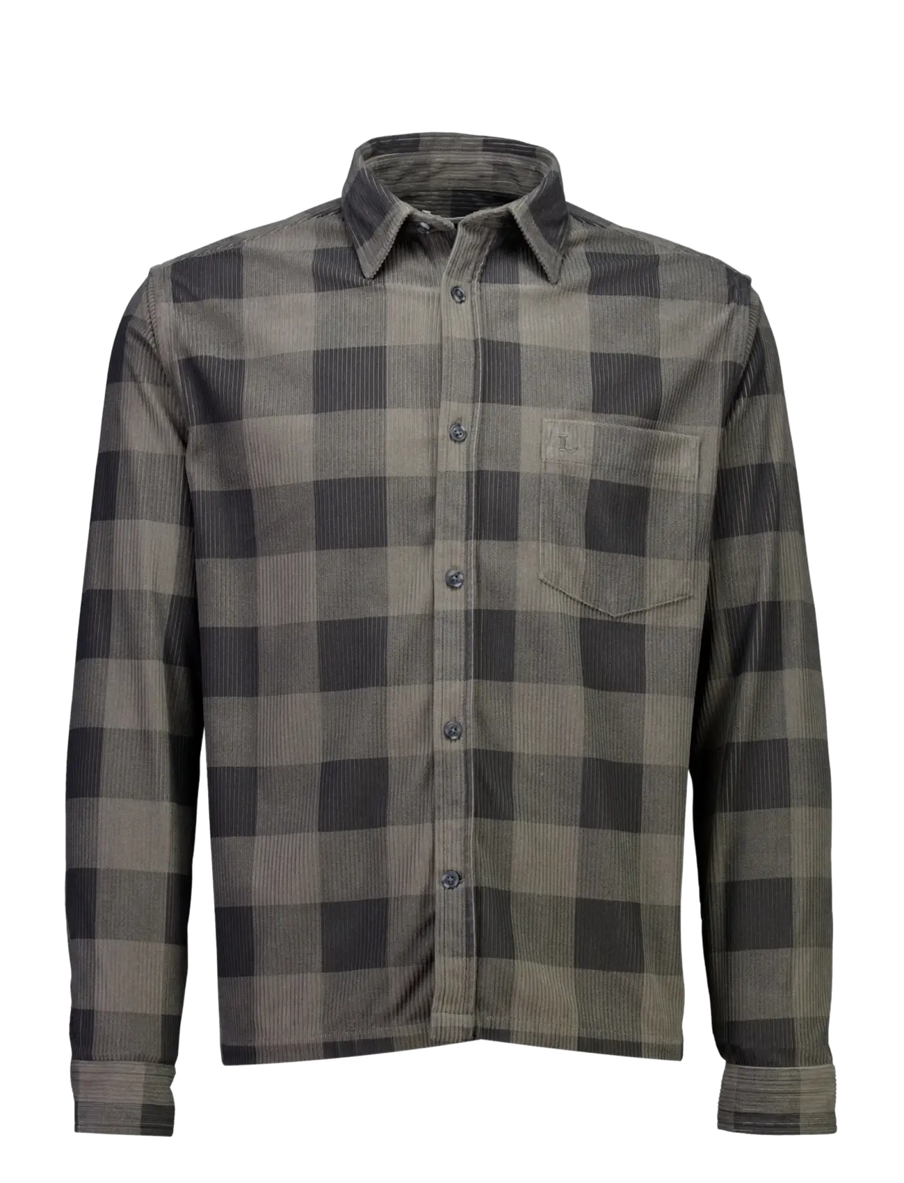 Lindbergh - Checked corduroy cropped shirt L/S - dk grey - 1
