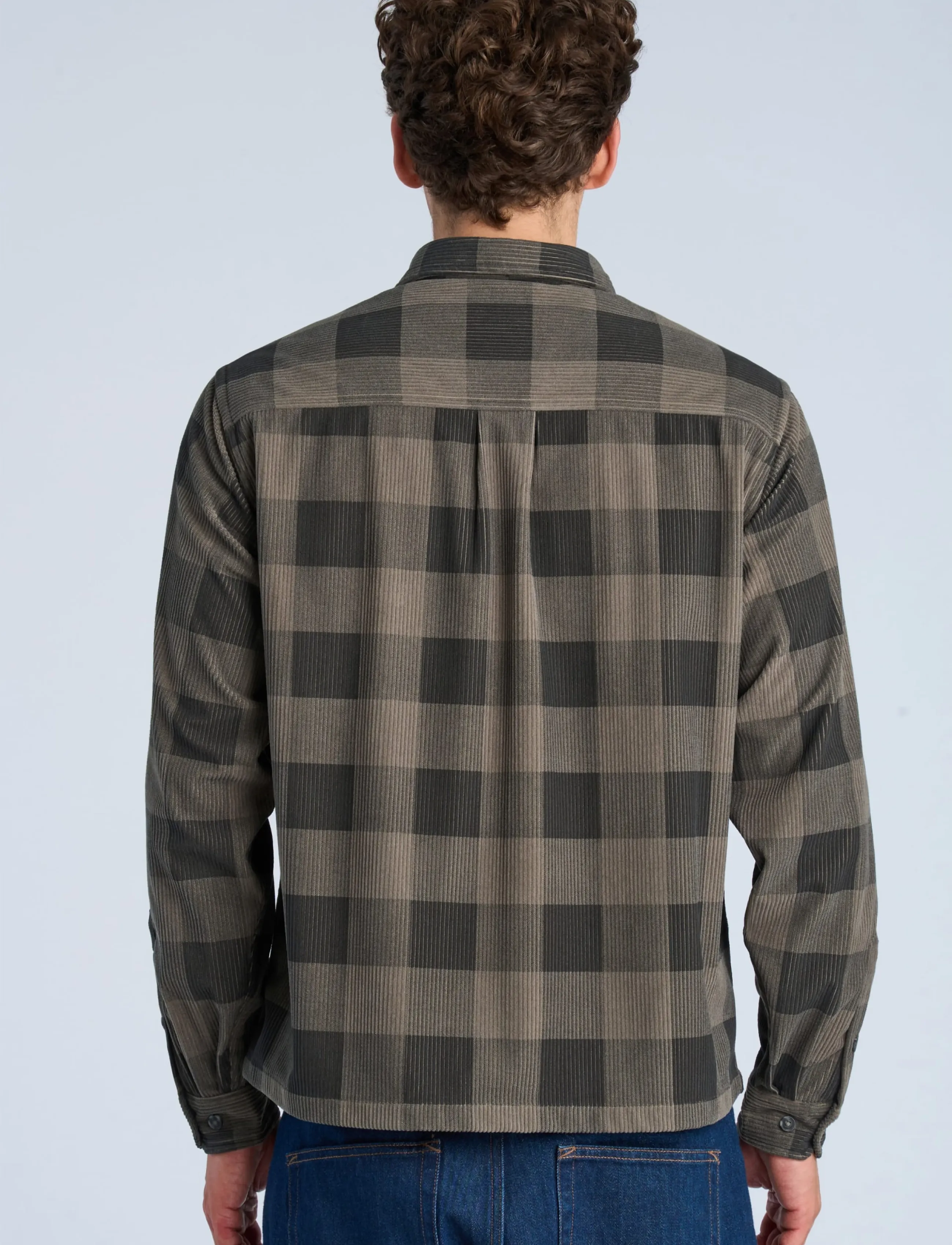 Lindbergh - Checked corduroy cropped shirt L/S - dk grey - 4