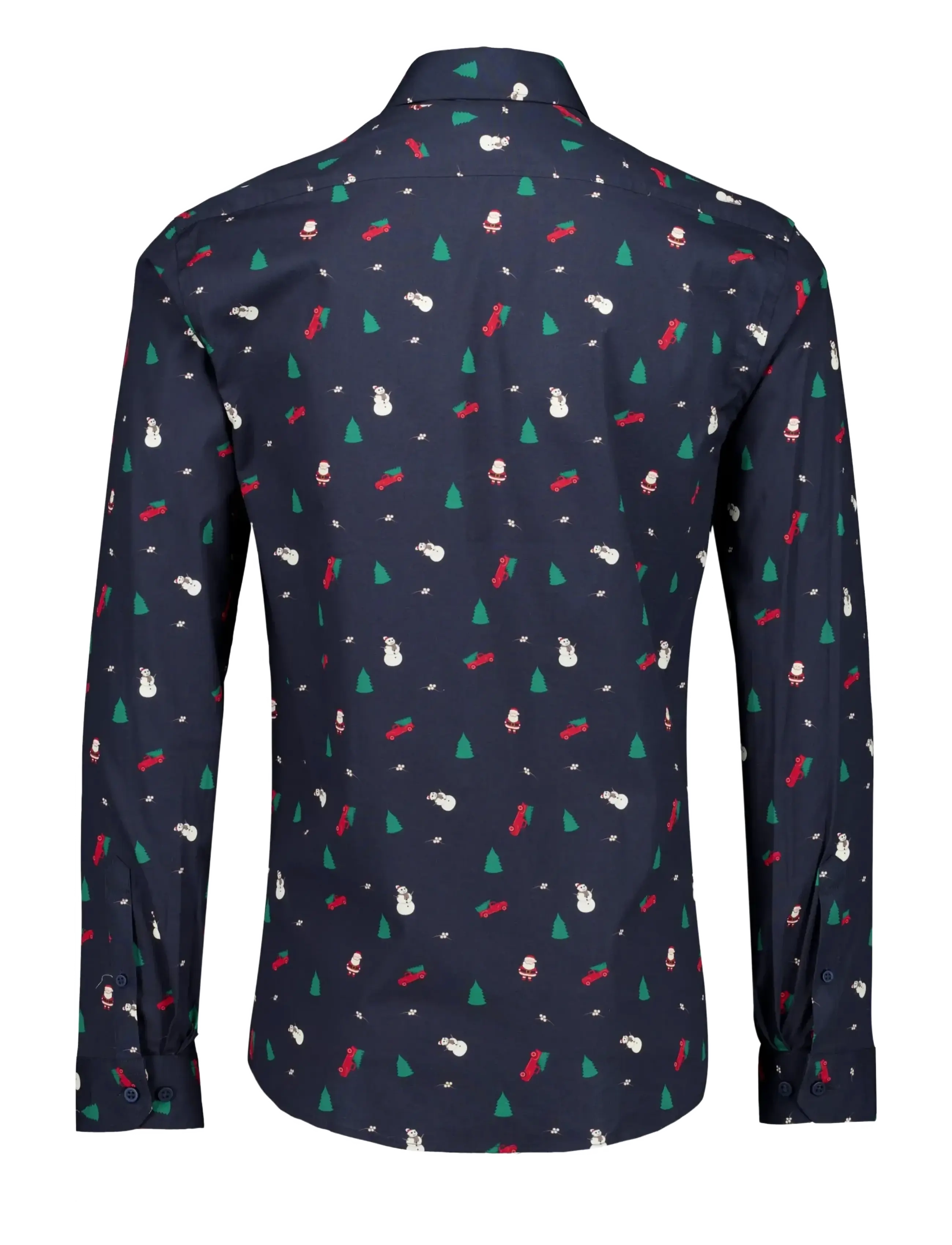 Lindbergh - AOP Christmas shirt L/S - mönstrade skjortor - navy - 2