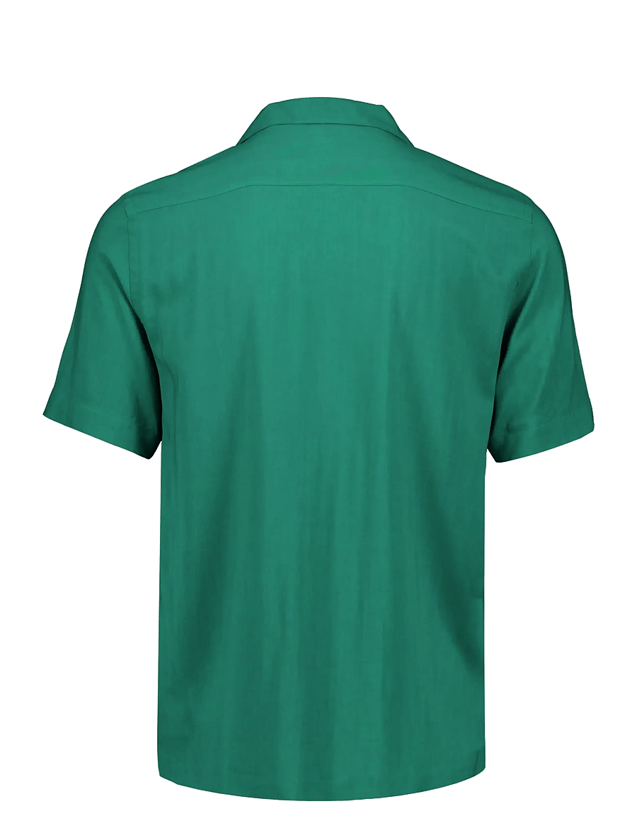 Lindbergh - AOP Christmas viscose shirt S/S - mönstrade skjortor - green - 2