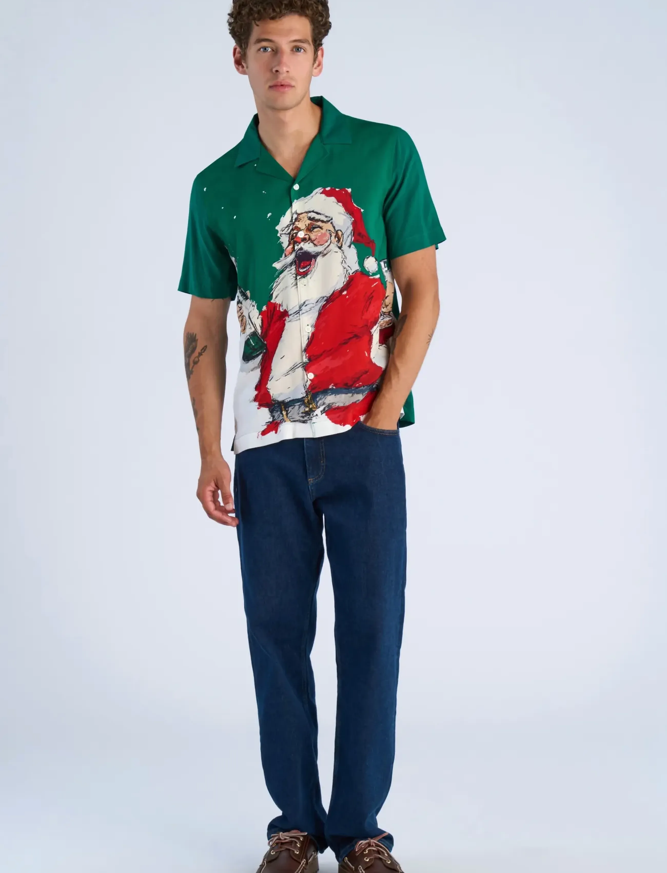 Aop Christmas Viscose Shirt S/S