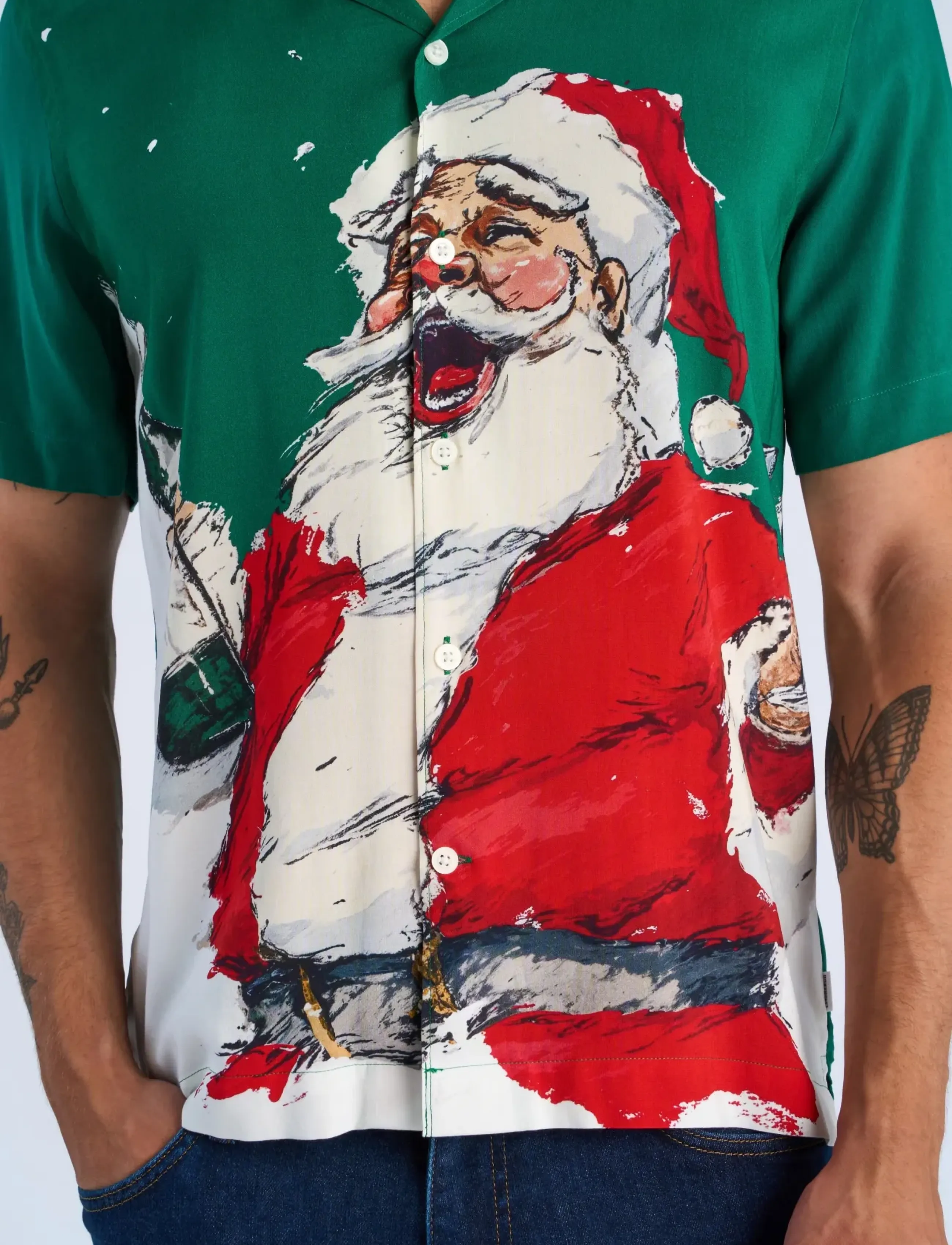 Lindbergh Aop Christmas Viscose Shirt S/S skjortor & blusar herr – bild 4