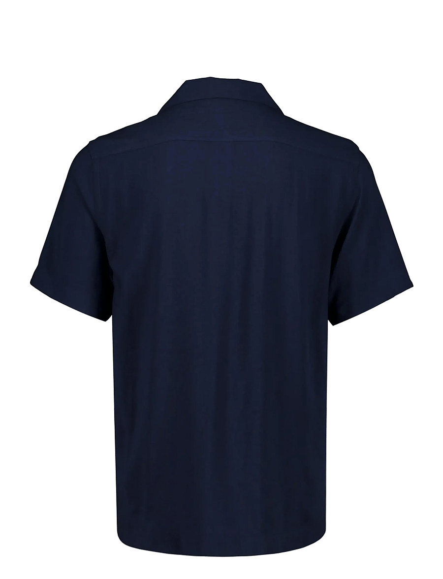 Lindbergh - AOP Christmas viscose shirt S/S - gemusterte hemden - navy - 2