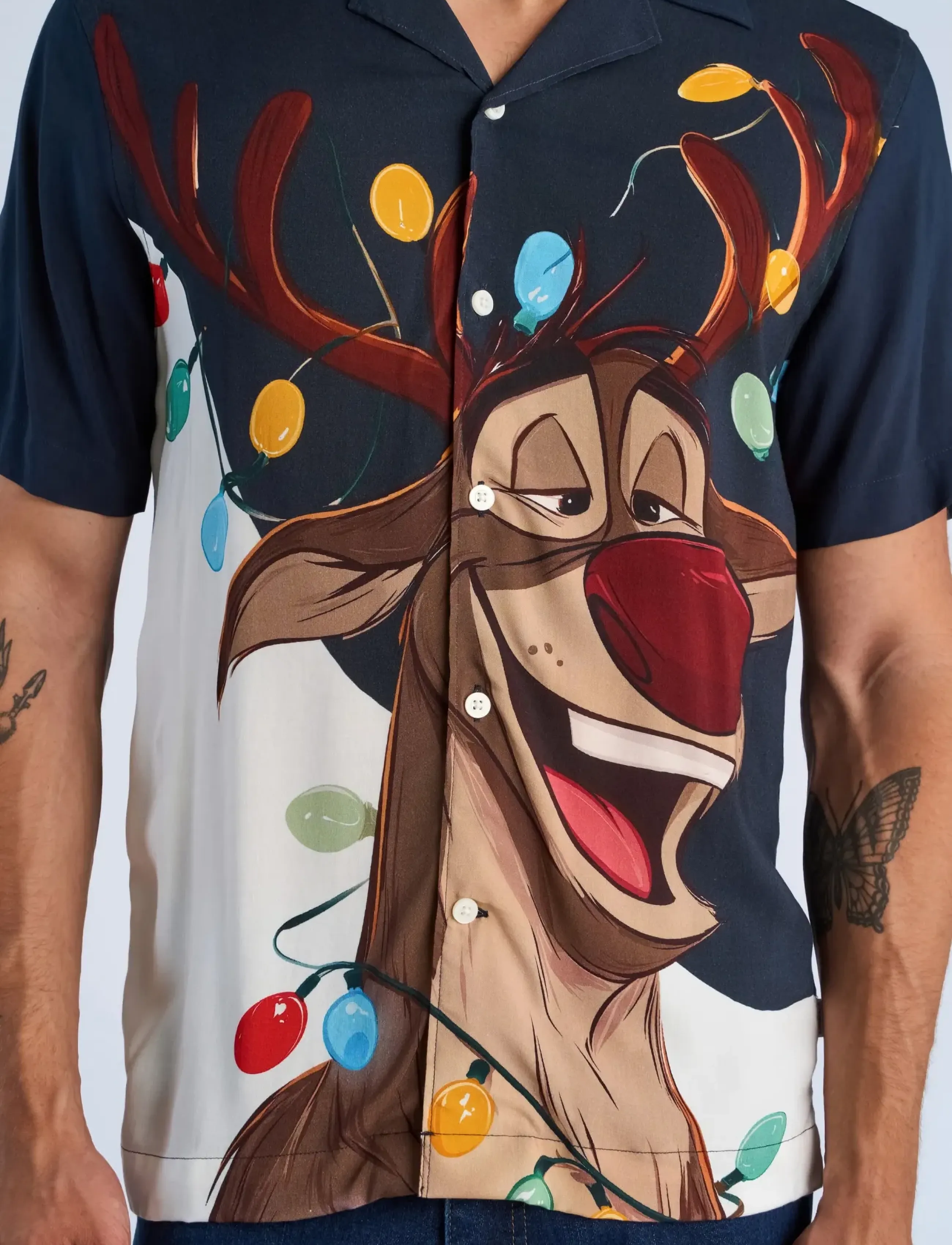 Lindbergh Aop Christmas Viscose Shirt S/S skjortor & blusar herr – bild 6