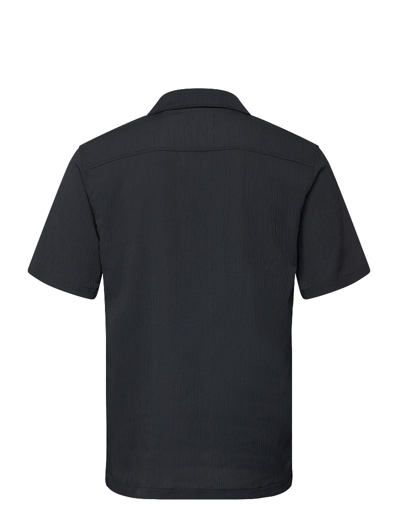 Lindbergh - Plissé S/S resort shirt - kurzarmhemden - black - 2